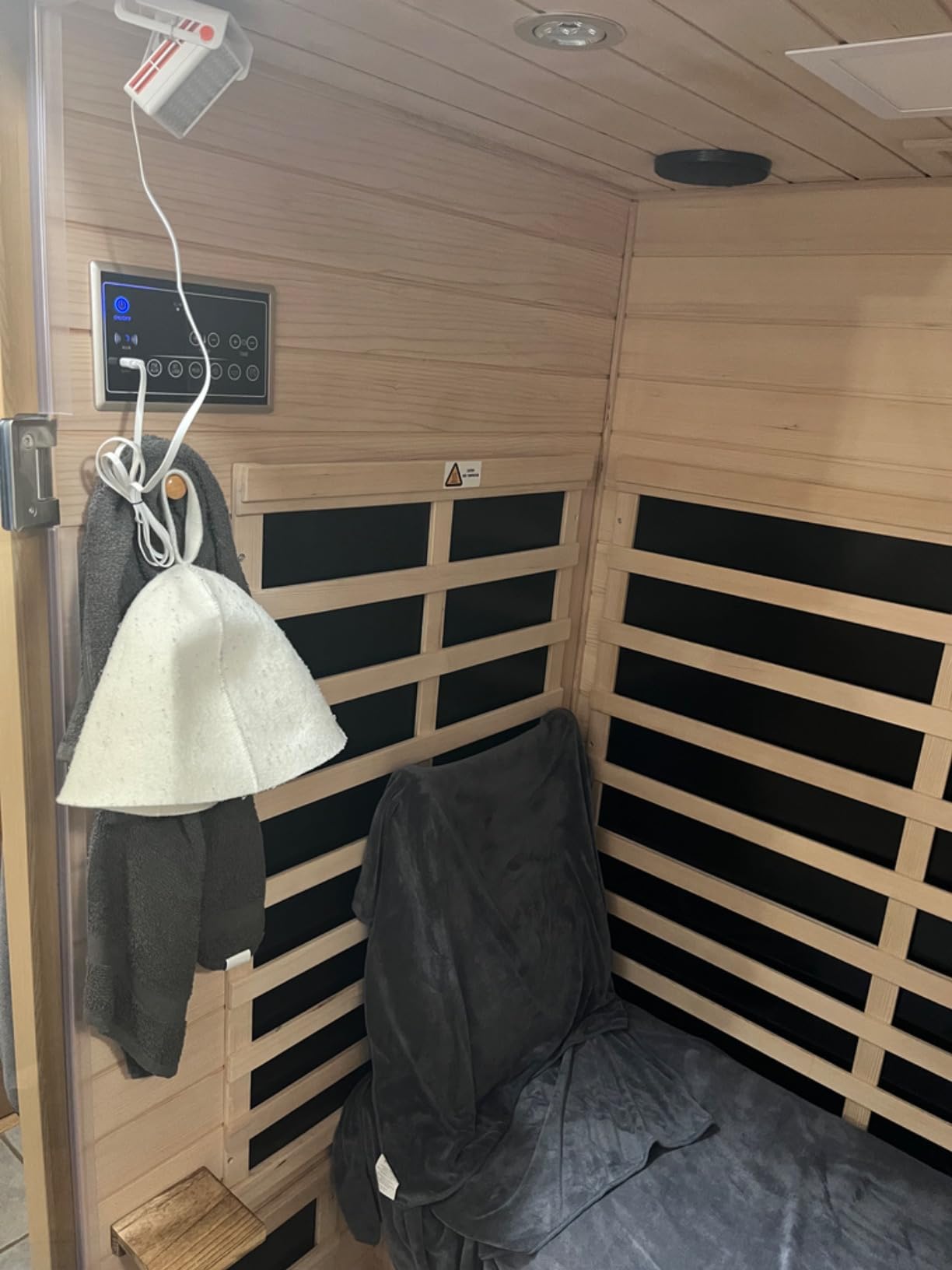 Smart Infrared Sauna 2 Person, 1780W Indoor Sauna Room with APP & LCD Panel Control, 0-5mg Low Emf Far Infrared Sauna for Home, Chromotherapy Light, Bluetooth Speaker, Insulation Cover, Reading Light customer photo 2
