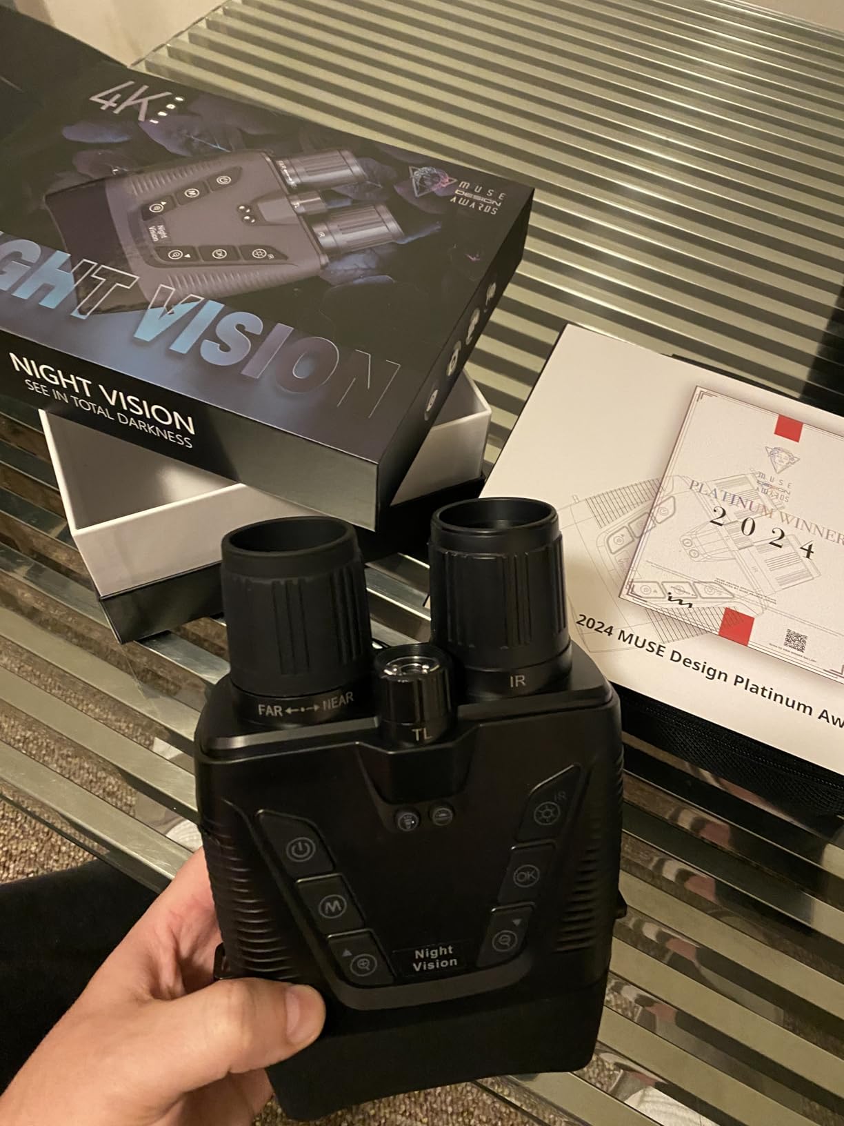 4K Night Vision Goggles, 58MP Full-Color Night Vision Binoculars with 10000mAh Rechargeable Battery, 64GB Card, 3.99