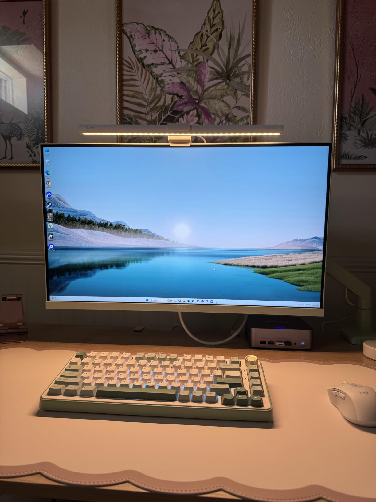 Quntis Pink Monitor Light Bar with Backlight, Desk Light Bar with Remote | Eye-Care No Glare, Space Saving, Stepless Dimming, Desk Lamp for Home Office Gaming Reading Study Drawing customer photo 1