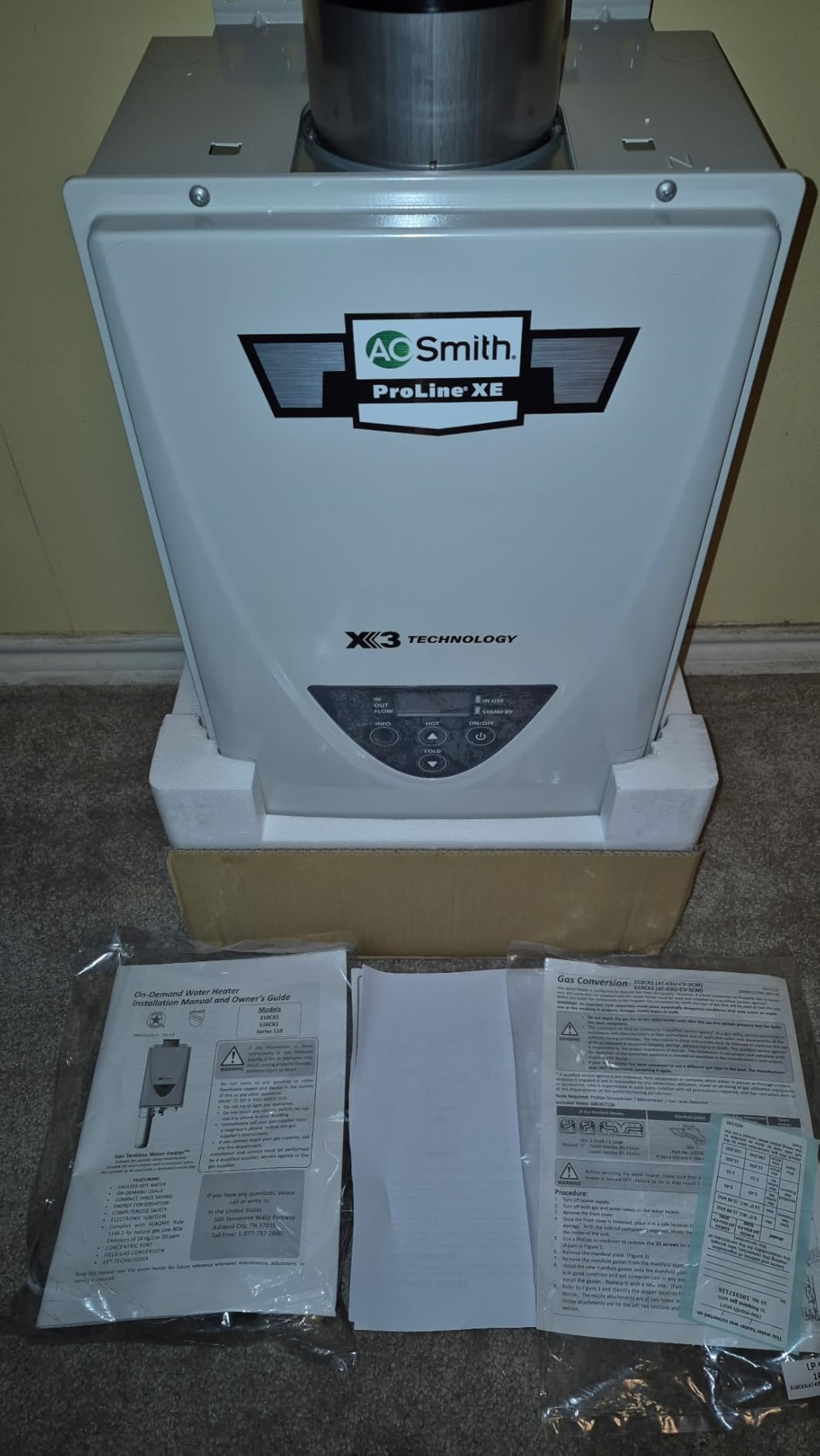 A. O. Smith Water Heater | 8 GPM, 190K BTU | NG Indoor, X3 | ATI-310CX3 | For 2-3 Bath Homes | 8 GPM Continuous Flow | 190K BTU, X3 Scale Prevention | Indoor Install | 15-Year Warranty customer photo 1