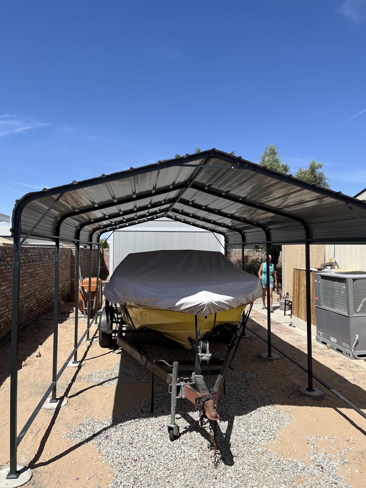 SUNBURY Reinforced Metal Carport, 10x20 ft Carports, Wind & Snow Resistant Steel Canopy, Special Shelter for Car/SUV/RV, Quick-Assemble Rust-Proof Outdoor Shed, Grey customer photo 2