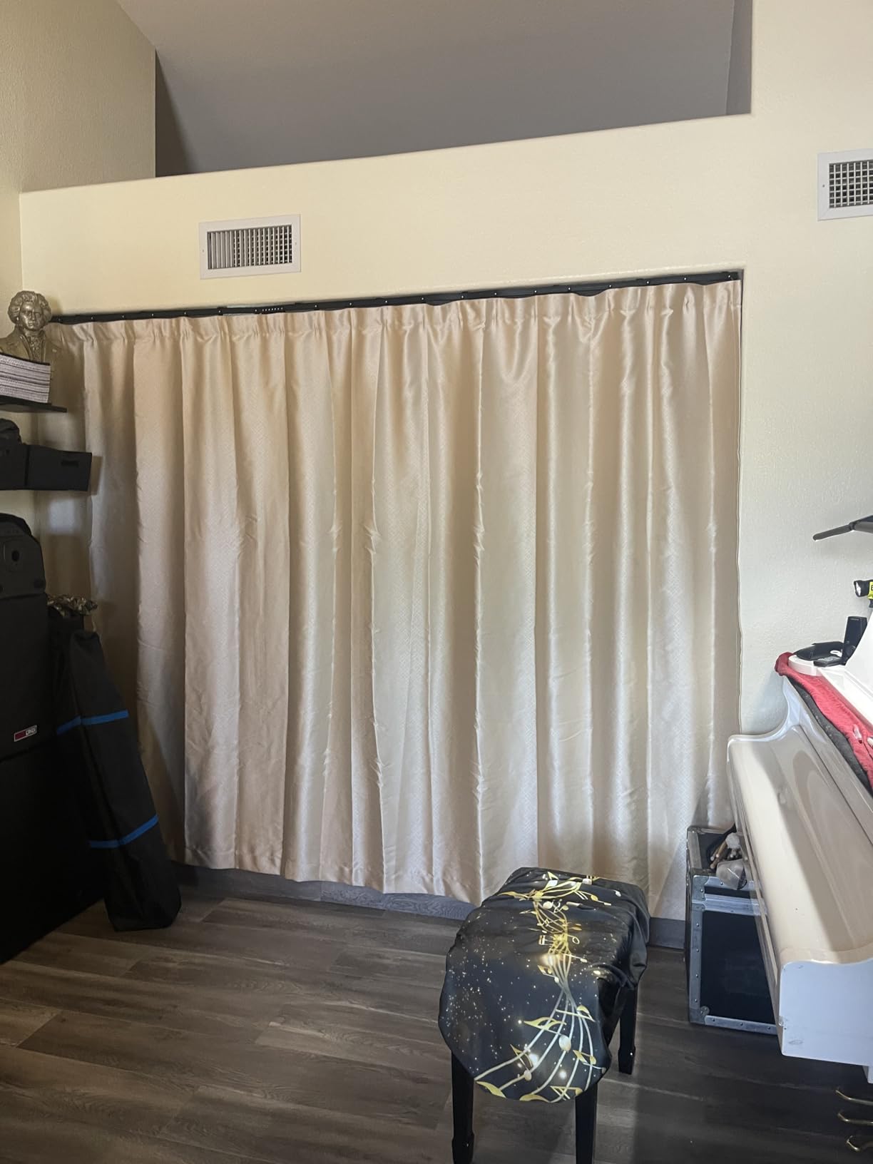 MaKefeile Room Divider Curtains with Flexible Ceiling Curtain Tracks Set, 100% Blackout Floor to Ceiling Curtains Patio Sliding Door Curtains (Black Drape & Black Rail W 8.3 × H 7 FT) customer photo 1