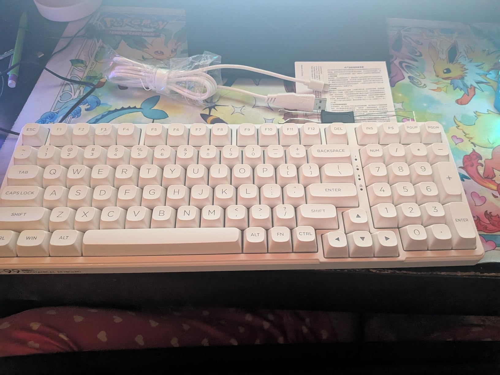 HUO JI E-Yooso Creamy Mechanical Keyboard Wired, Hot Swappable, Pre-lubed Linear Switches, Gasket Structure with Sound Dampening Foam, RGB Backlit, 99 Keys Custom Gaming Keyboard for PC/Mac, White customer photo 1