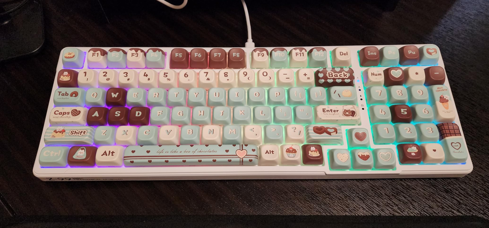 HUO JI E-Yooso Creamy Mechanical Keyboard Wired, Hot Swappable, Pre-lubed Linear Switches, Gasket Structure with Sound Dampening Foam, RGB Backlit, 99 Keys Custom Gaming Keyboard for PC/Mac, White customer photo 2