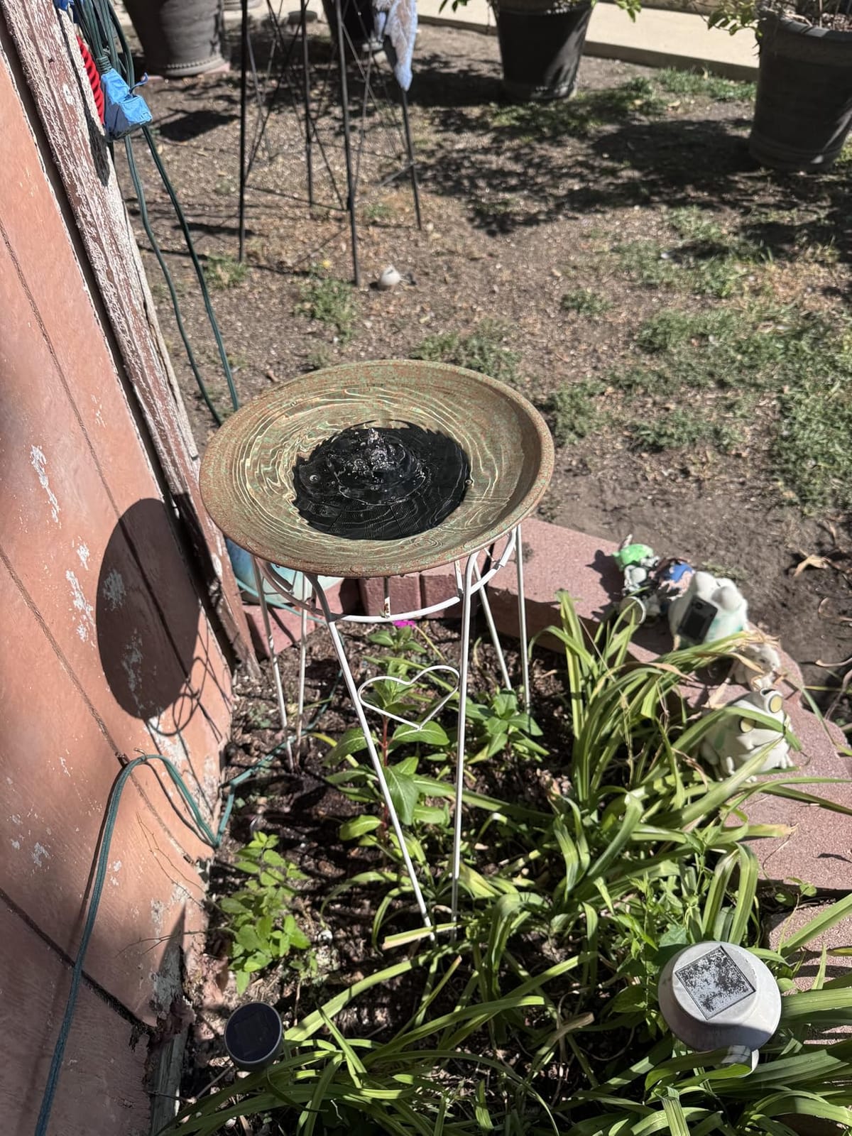HOUYANG Solar Fountain Bird Bath, Metal Bird Bath Bubbler, Bird Bath Bowl | Bird Baths for Outdoors, Solar Water Fountain, for Outdoors Garden Patio Decor customer photo 2