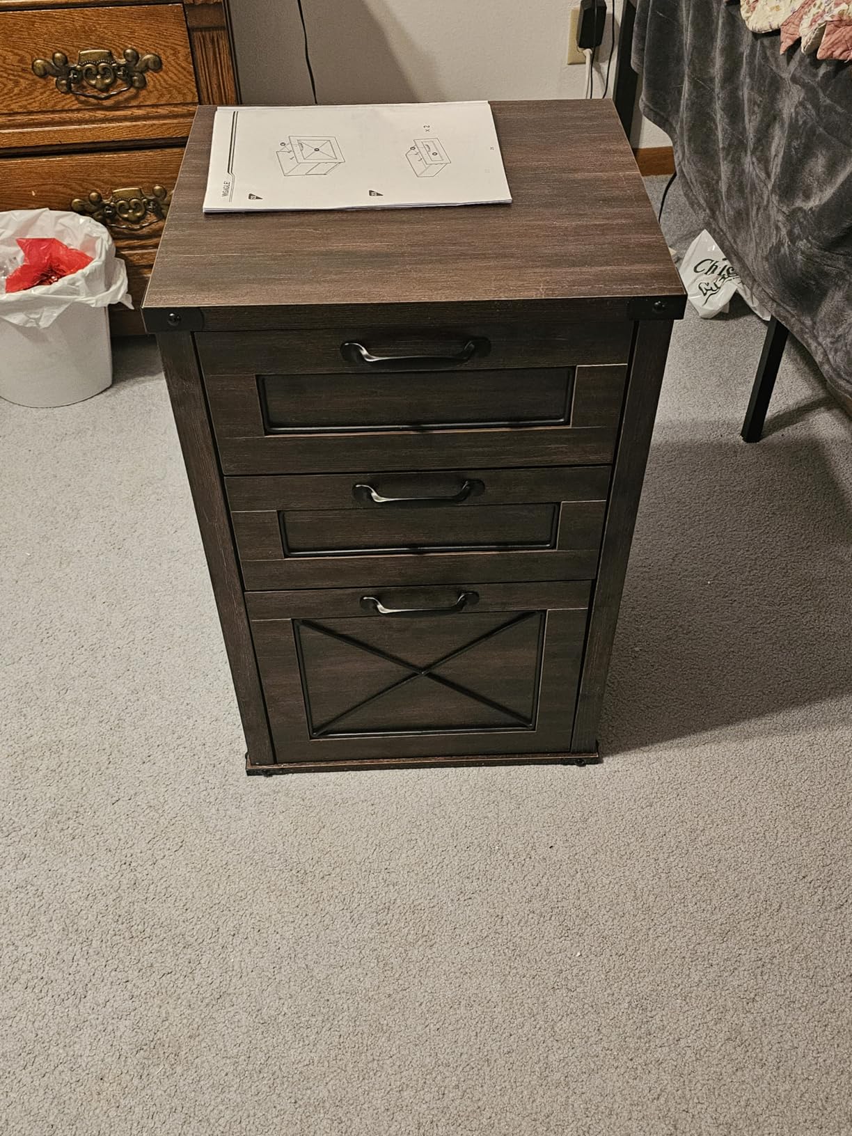 VASAGLE File Cabinet, Filing Cabinet with 2 File Drawers, Printer Stand, Fit A4, Letter Size, Hanging File Folders, Modern Farmhouse Style, for Home Office, Maroon Brown UOFC048K01 customer photo 2