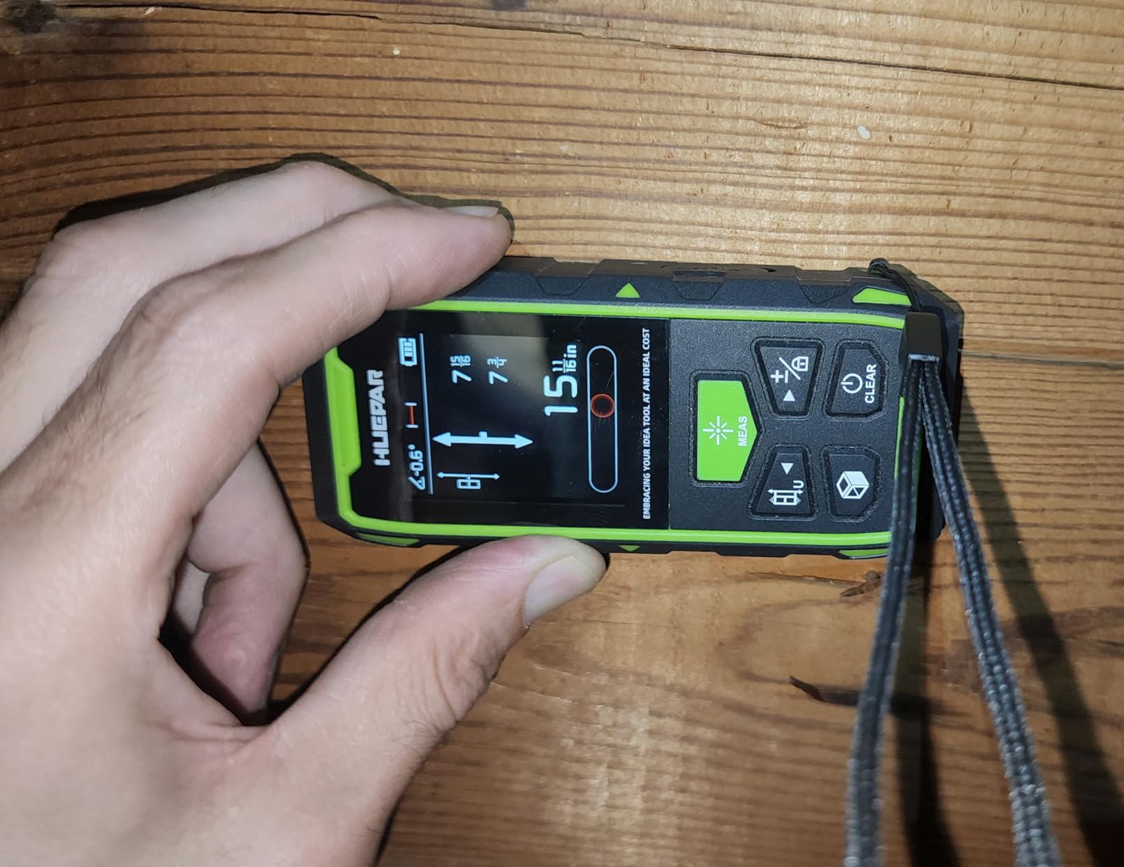 Huepar 2026 Upgraded Dual Laser Measuring Tool 395Ft, Phone App, Green Beam | USB-C, Pro Two-way Laser Distance Meter with HUEPAR Bluetooth App, Angle Sensor, Magnetic Back Metro Laser Measurement Tool customer photo 1