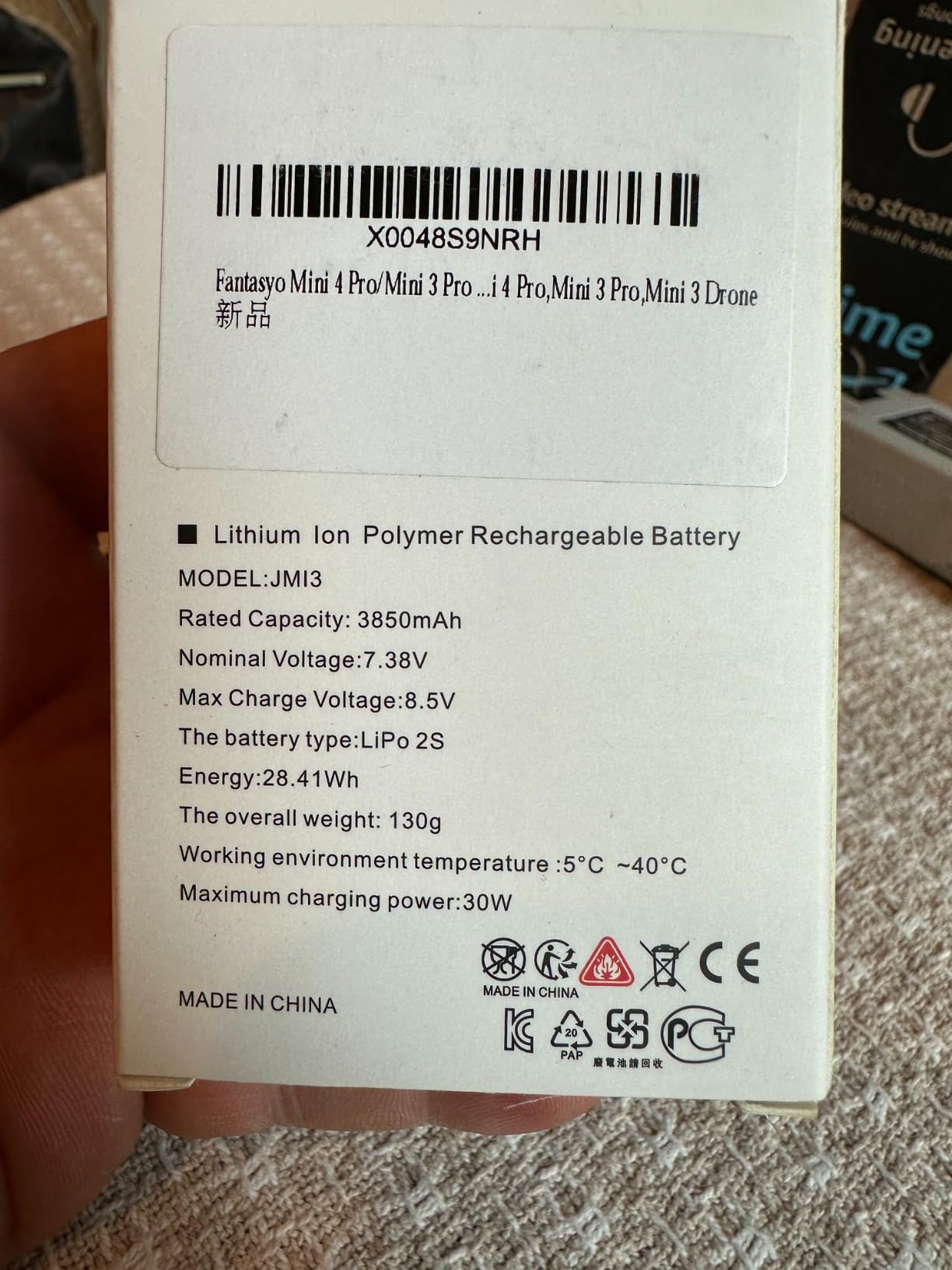 Fantasyo Mini 3/Mini 4 Pro Battery Intelligent Flight Mini 3 Battery 1 Pack 3850mAh Compatible with DJI Mini 3 Pro,Mini 3,Mini 4 Pro Drone customer photo 1