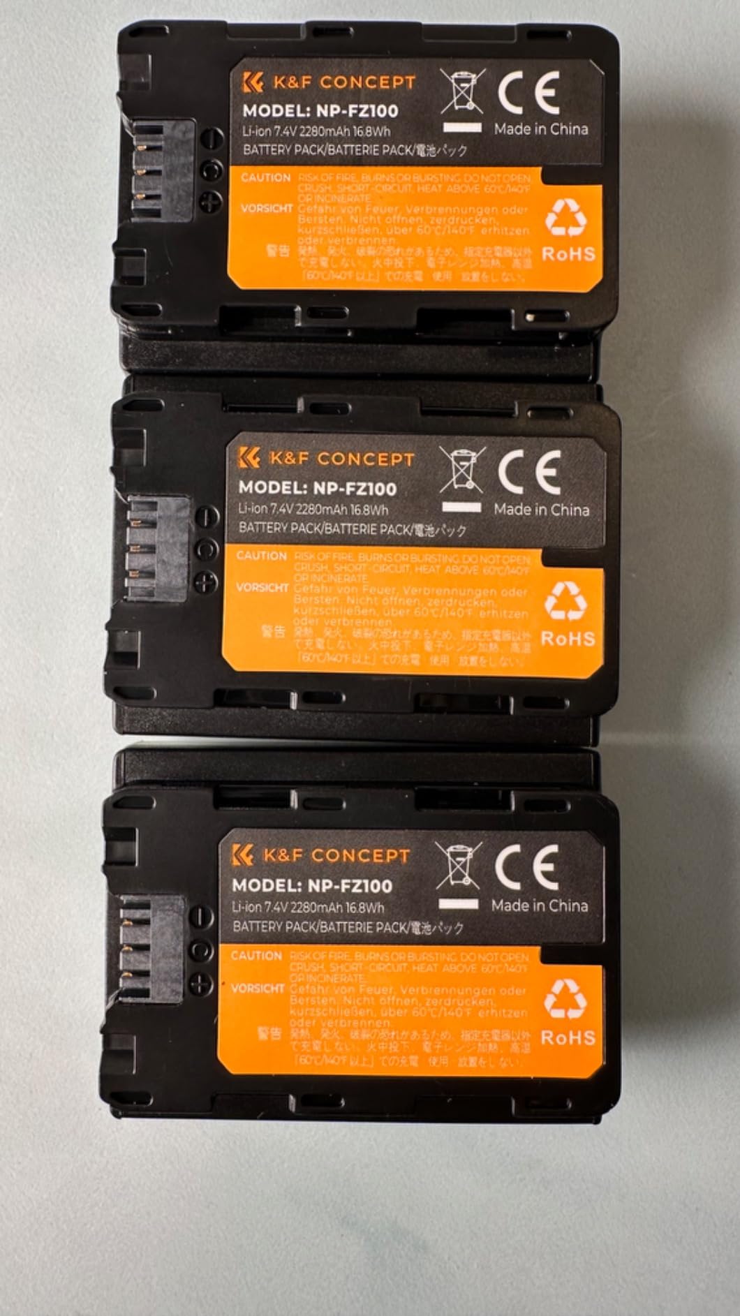 K&F Concept 3-Pack NP-FZ100 Battery and Upgraded LCD Battery Charger Compatible with Sony A7iii, A7iv, A7C, FX3, FX30, A9, A6600, A6700, ZV-E1, ZV-E10ii, Alpha 9, A9S, A7R III, A7R IV, A7RV, 2280mAh customer photo 2