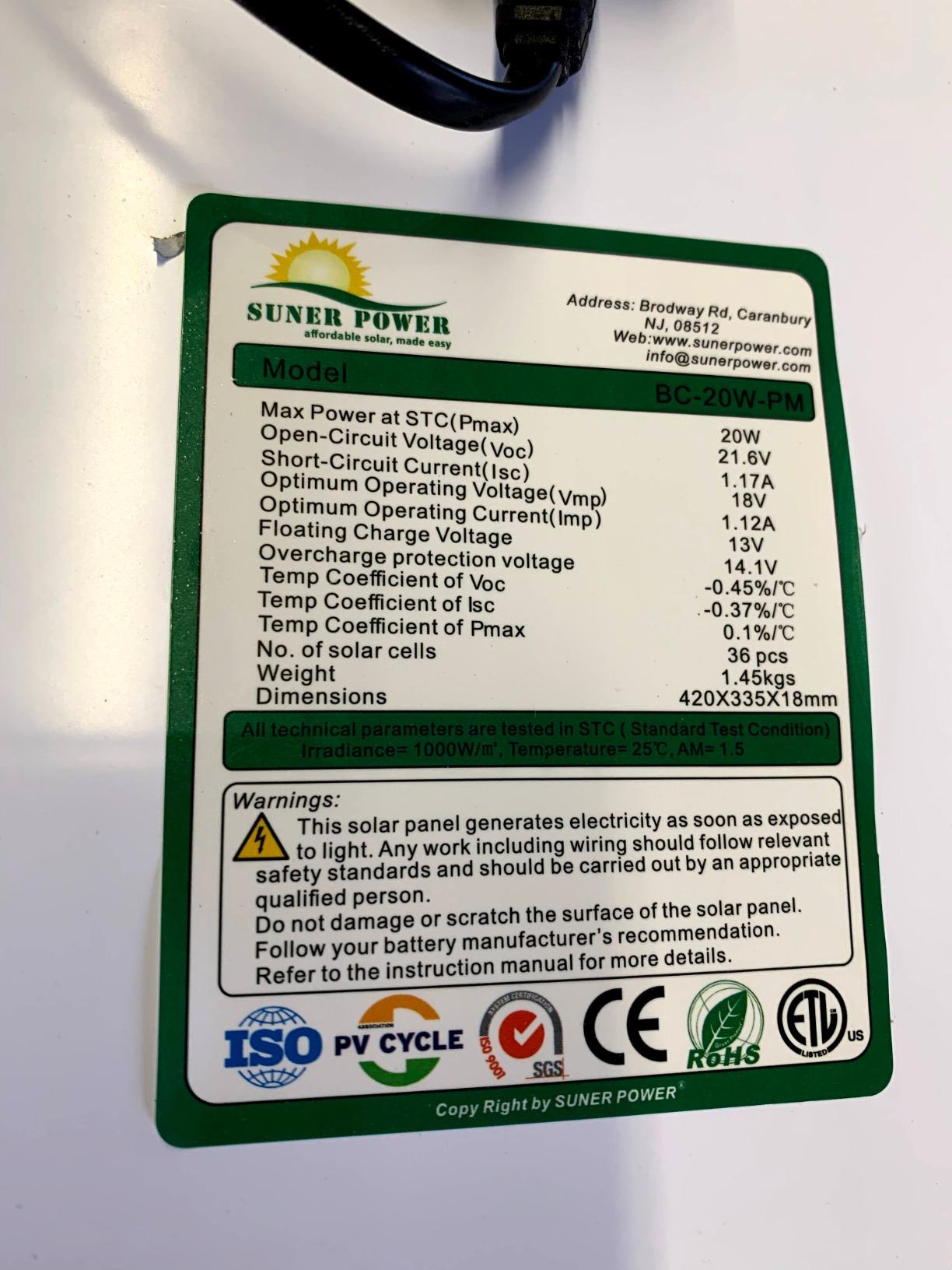 12V 50W Solar Battery Trickle Charger & Maintainer - Waterproof 50 Watt Solar Panel Built-in Ultra Smart MPPT Charge Controller + Adjustable Pole Mount Brackets for Pole Dia 2.35-4.0inch/60-100mm customer photo 1