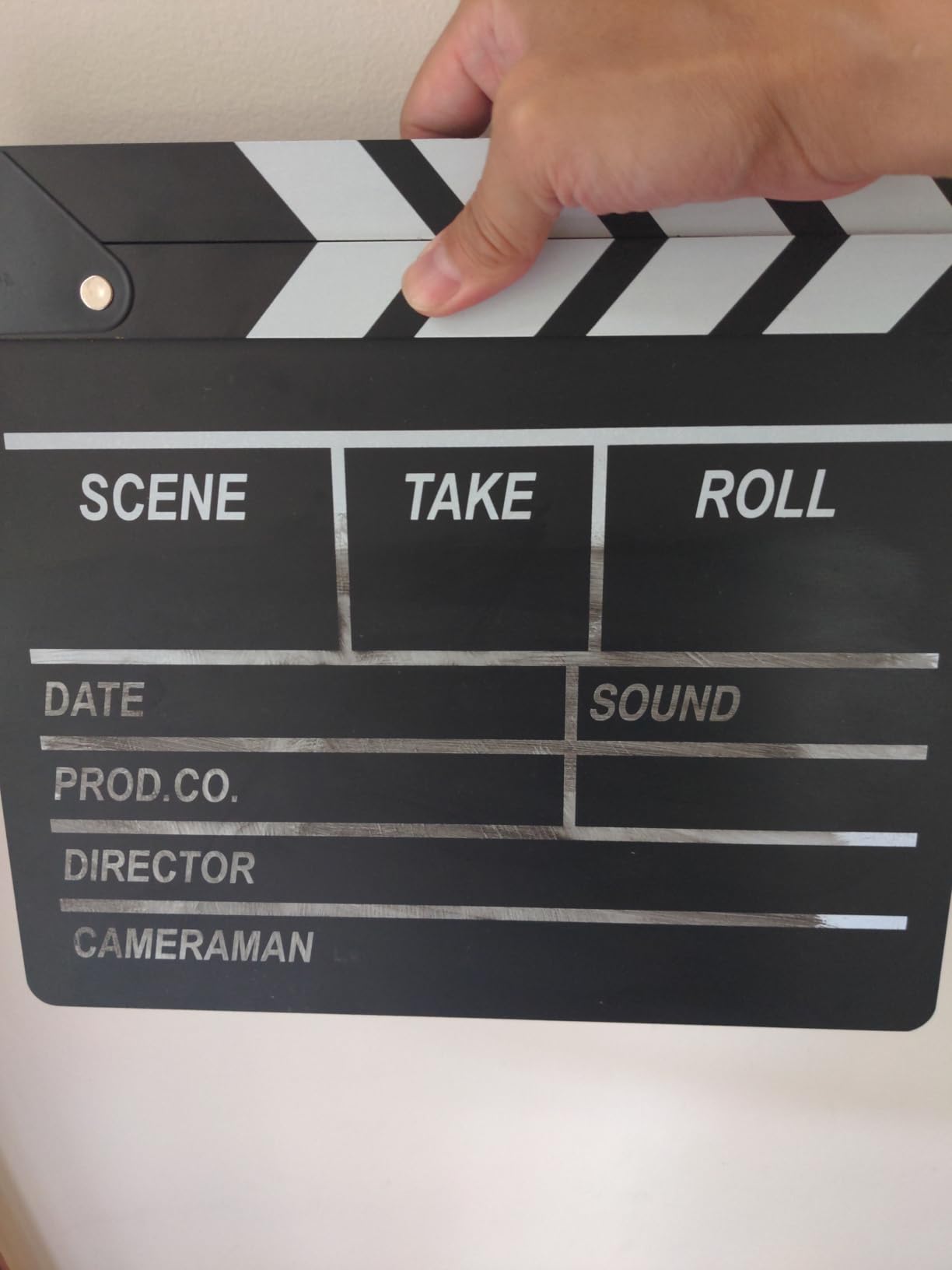 Movie Film Clapboard Hollywood Wooden Clapper Board Directors Photography Studio Video TV Clapper Board with Erasable Pen, Black, 10.5 x 11.7 inches customer photo 1