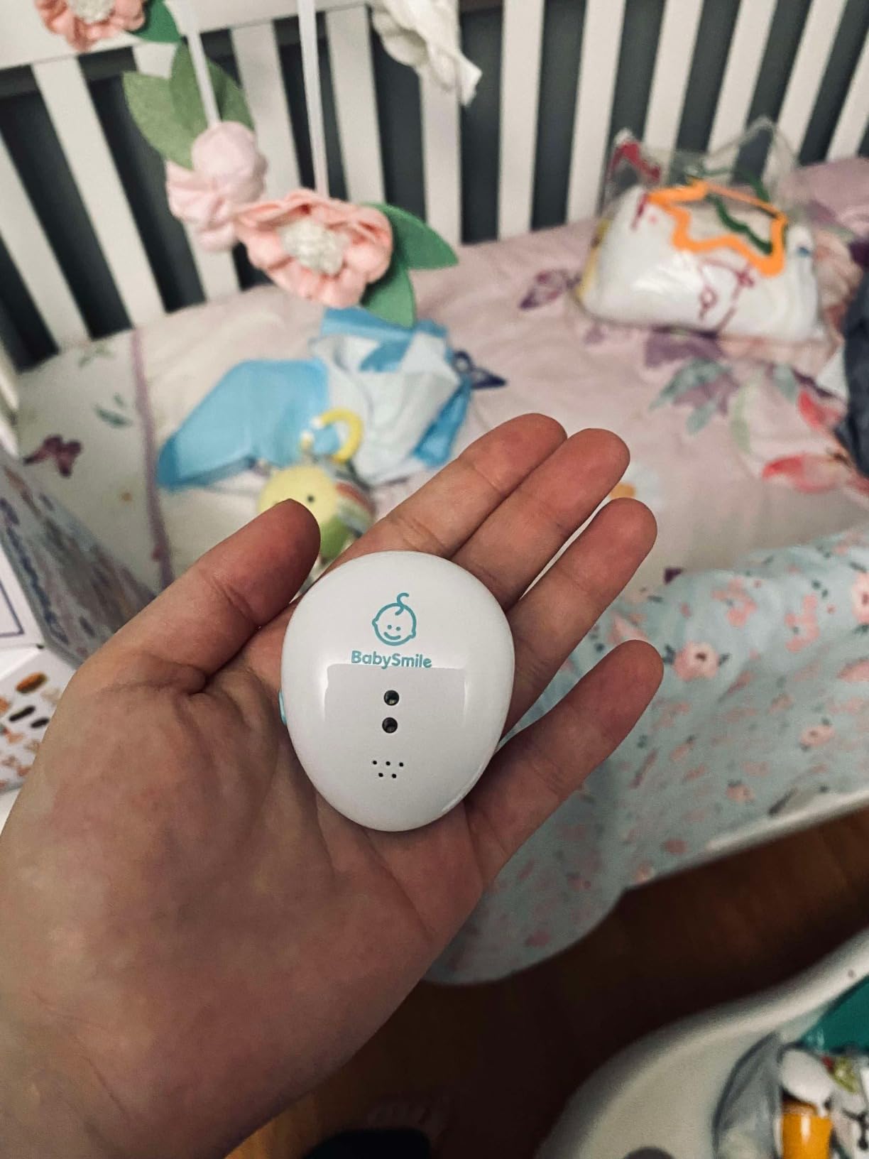 BabySmile Baby Movement Monitor for Newborn Sleep, Diaper Clip | E-202, White | Detects subtle abdominal movement; local alert after approx. 20 seconds; compact 25 g monitor customer photo 2