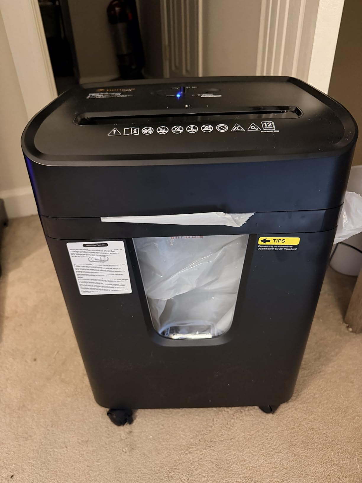 Bonsaii 12-Sheet Cross Cut Heavy Duty Paper Shredder for Home Office | P-4 Security Level, Jam-Proof System, 5.5Gal Pullout Bin with Casters, Shredder for CDs & Credit Card C282-A customer photo 1