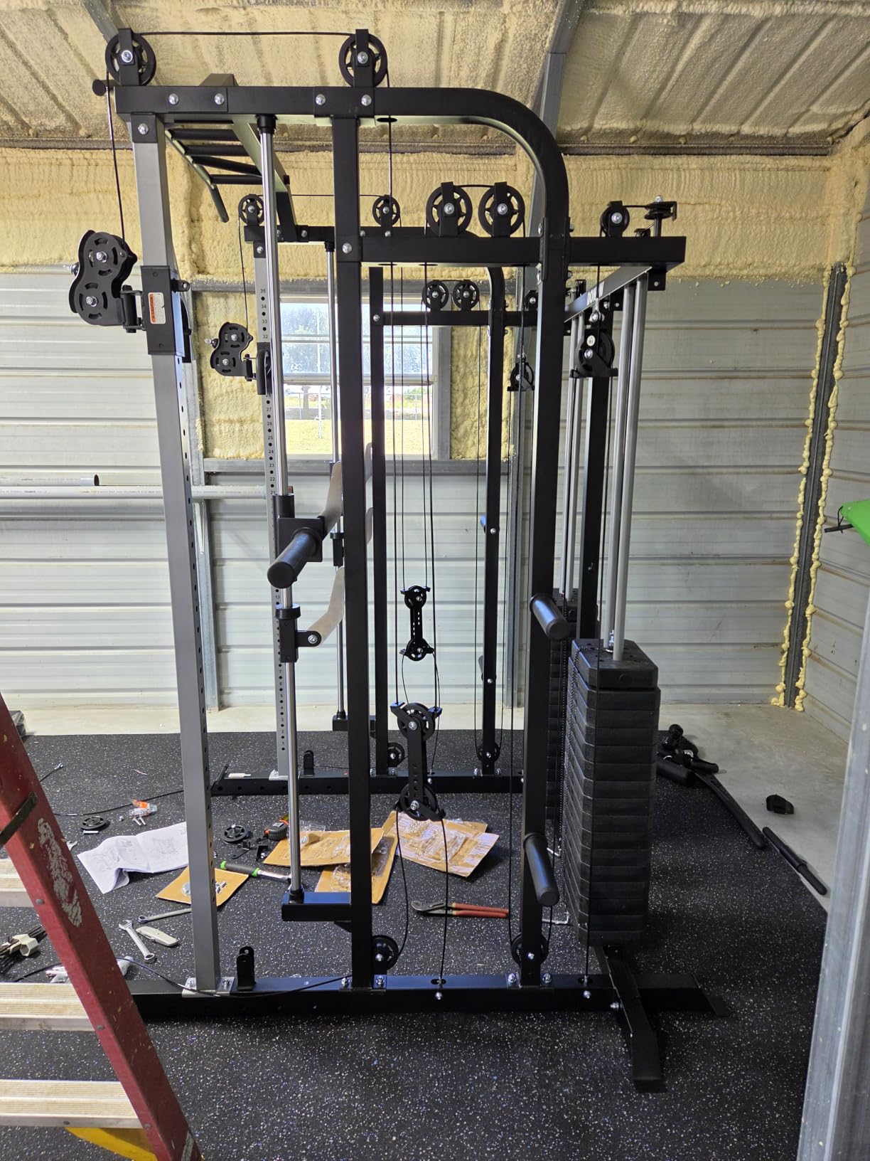 DONOW Smith Machine with Weight Stacks Home Gym System Cable Crossover | Multi Function, All in One, Heavy Duty, Lat Pulldown Bench, Hip Thrust Attachment, Smooth Smith Bar and Cable System customer photo 1