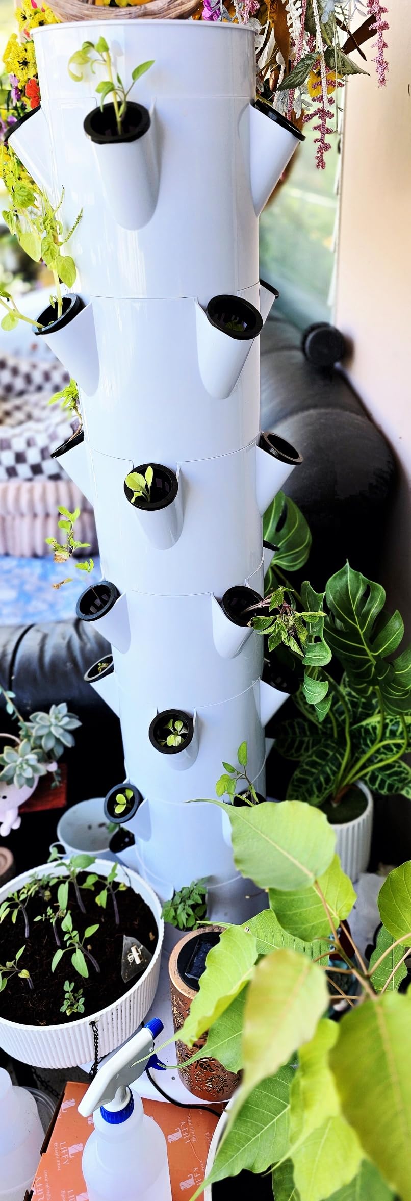 BAOSHISHAN Hydroponic Growing Tower with LED Grow Light, 7 Tiers 28 Pods customer photo 2