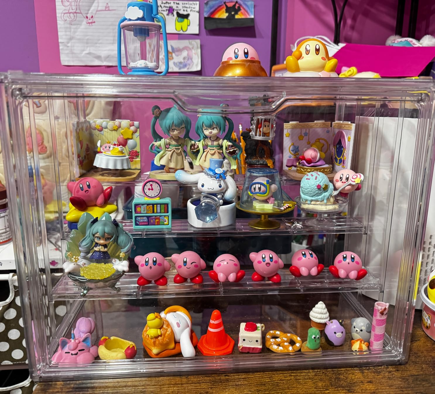 3 Layer Acrylic Display Case Stackable Clear Box for Collectibles, 2 Pack, Removable Adjustable Partitions & Magnetic Door, Interlocking Stable Design, Dustproof Cover for Figurine Storage customer photo 2