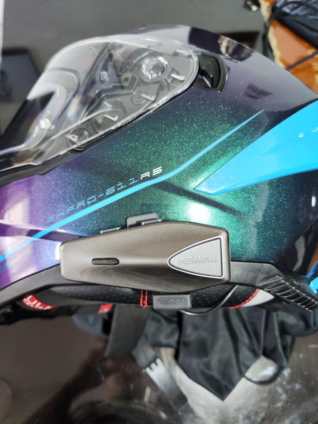 ASMAX S1 Motorcycle Bluetooth Headset with Smart Voice Control, 1 Pack | 8-Rider Mesh Helmet Intercom, ENC Noise Cancellation, Dual Chip Bluetooth 5.4, OTA Update, Music Share, IPX7 Waterproof, FM customer photo 2