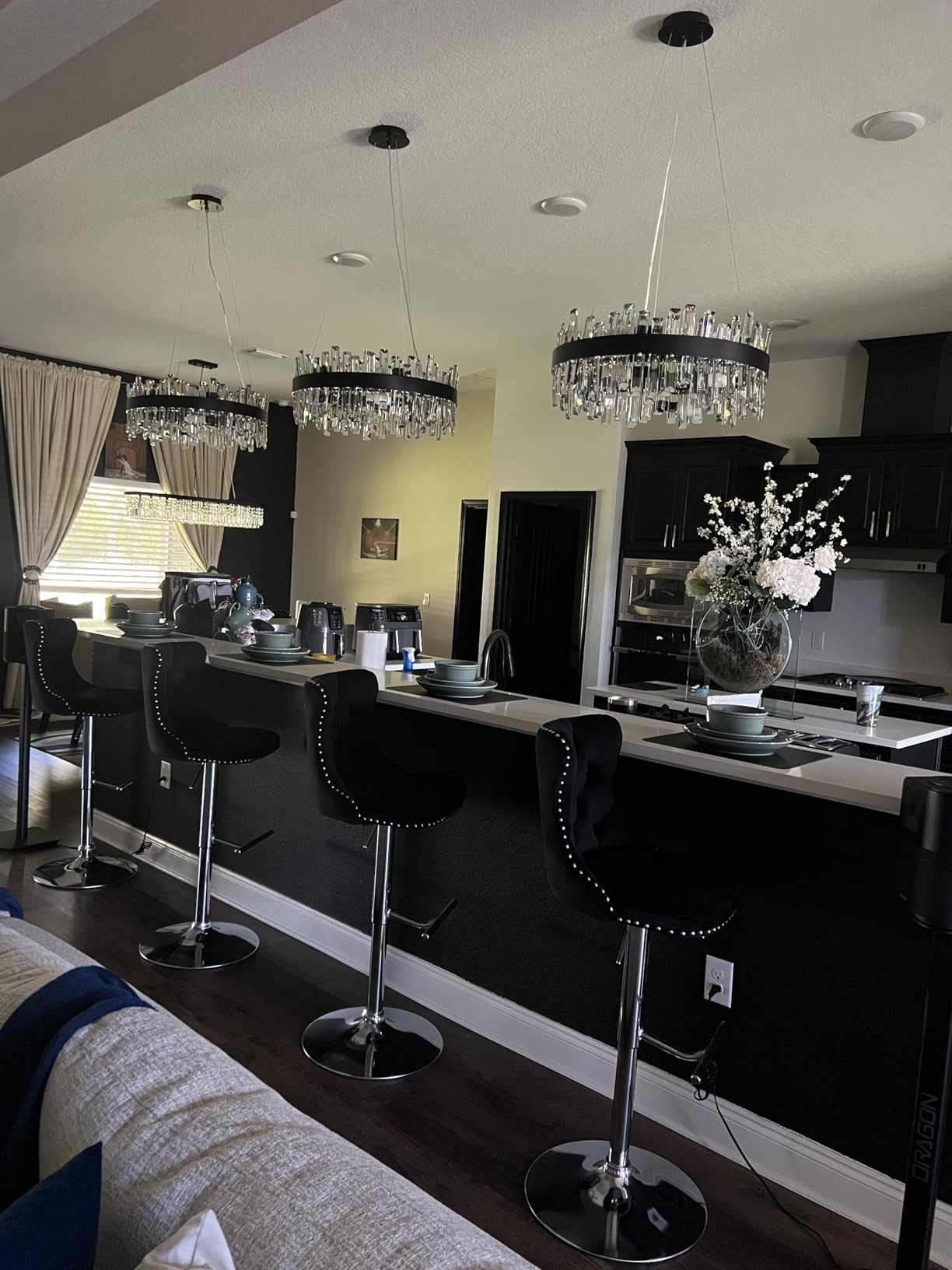Siljoy 35.4'' Modern Rectangle Crystal Raindrop Chandelier for Dining Room | 16-Light Dimmable Rectangular Chandelier Lighting, Luxury Oval Flush Mount Crystal Ceiling Light for Living Room Kitchen customer photo 1