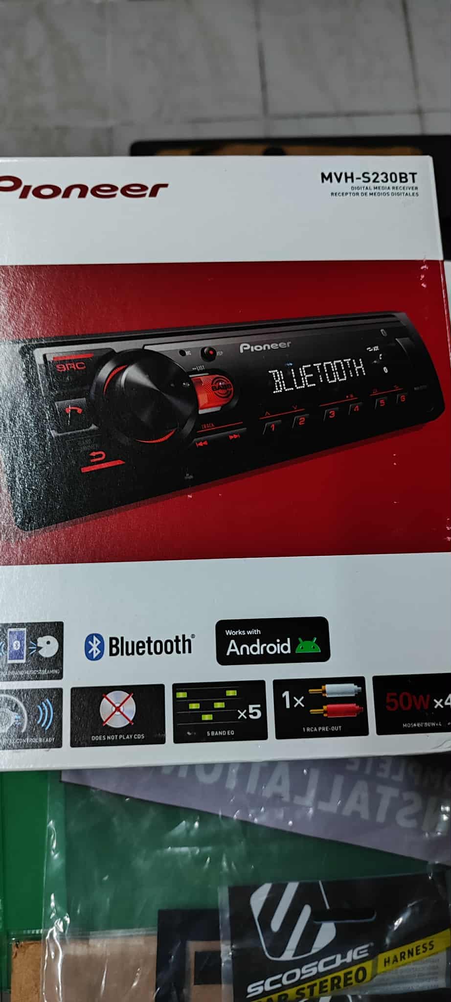 Pioneer MVH-S230BT 1-Din Car Stereo with Bluetooth, USB, AM/FM Radio | Digital Media Receiver, 50W x 4 Output, iPhone/Android Compatible, Front/SW (mono) Selectable RCA Output customer photo 2