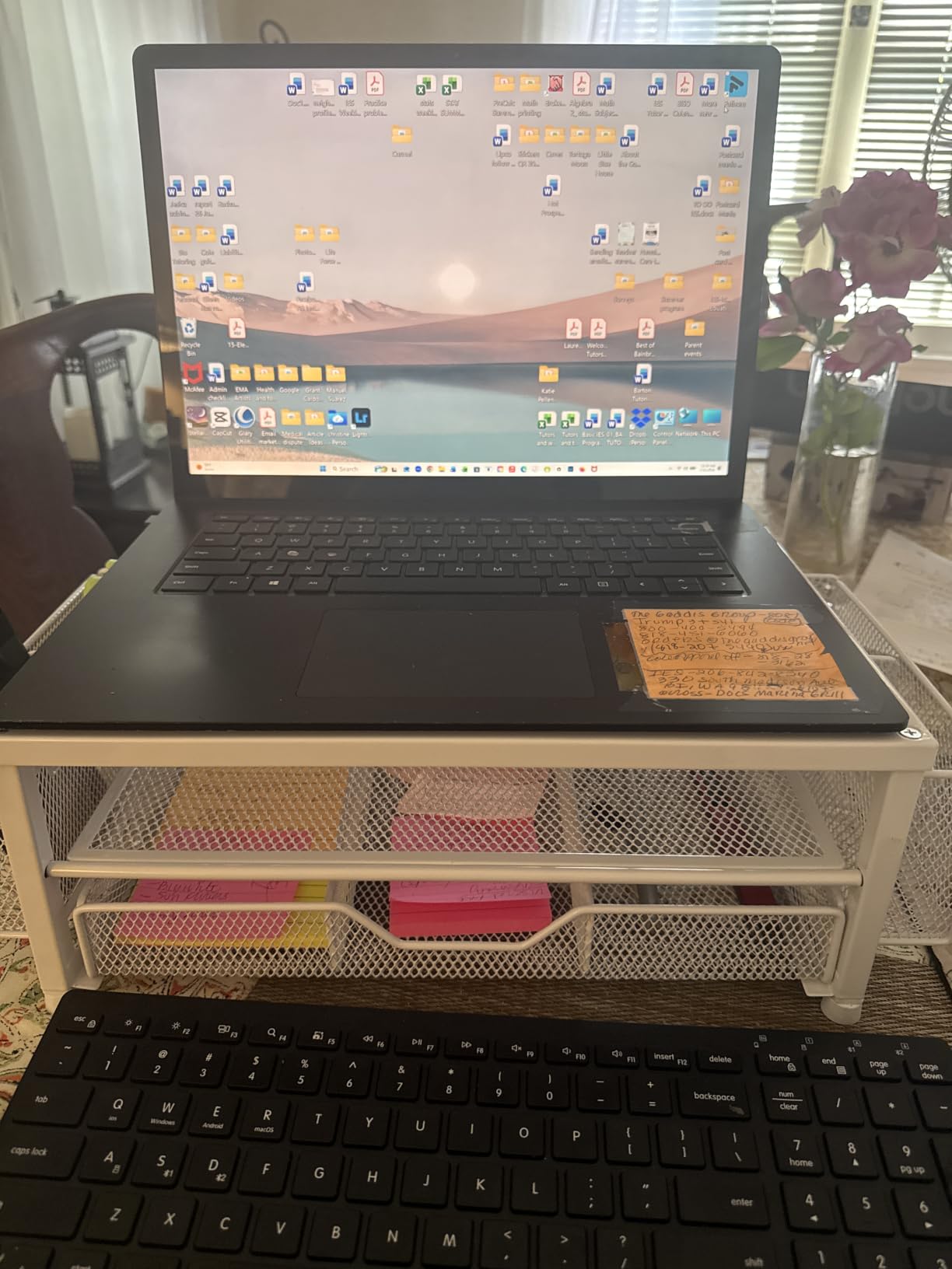 Desk Organizer and Accessories, 2-Tier Computer Monitor Stand Riser with Drawer and 2 Pen Holders, Laptop Stand, Office Desk Accessories for Office Supplies, Black customer photo 2