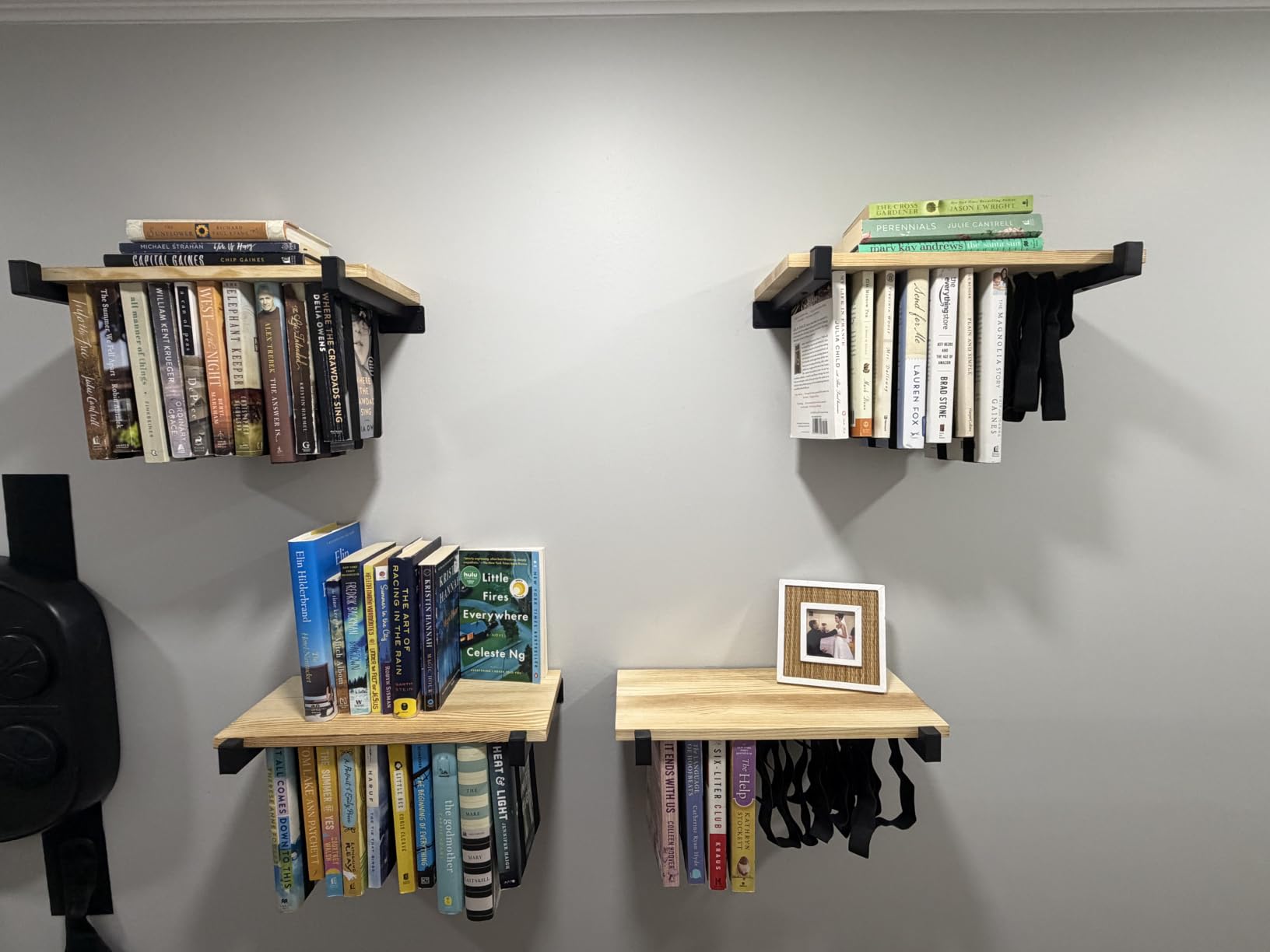 NANATI 2 Set of Floating Bookshelf, Pine Wood Invisible Bookshelf, Hanging Bookshelves for Wall, Unique Space Saving Wall Bookcase (16.5L×8.7W×1.5H) customer photo 1