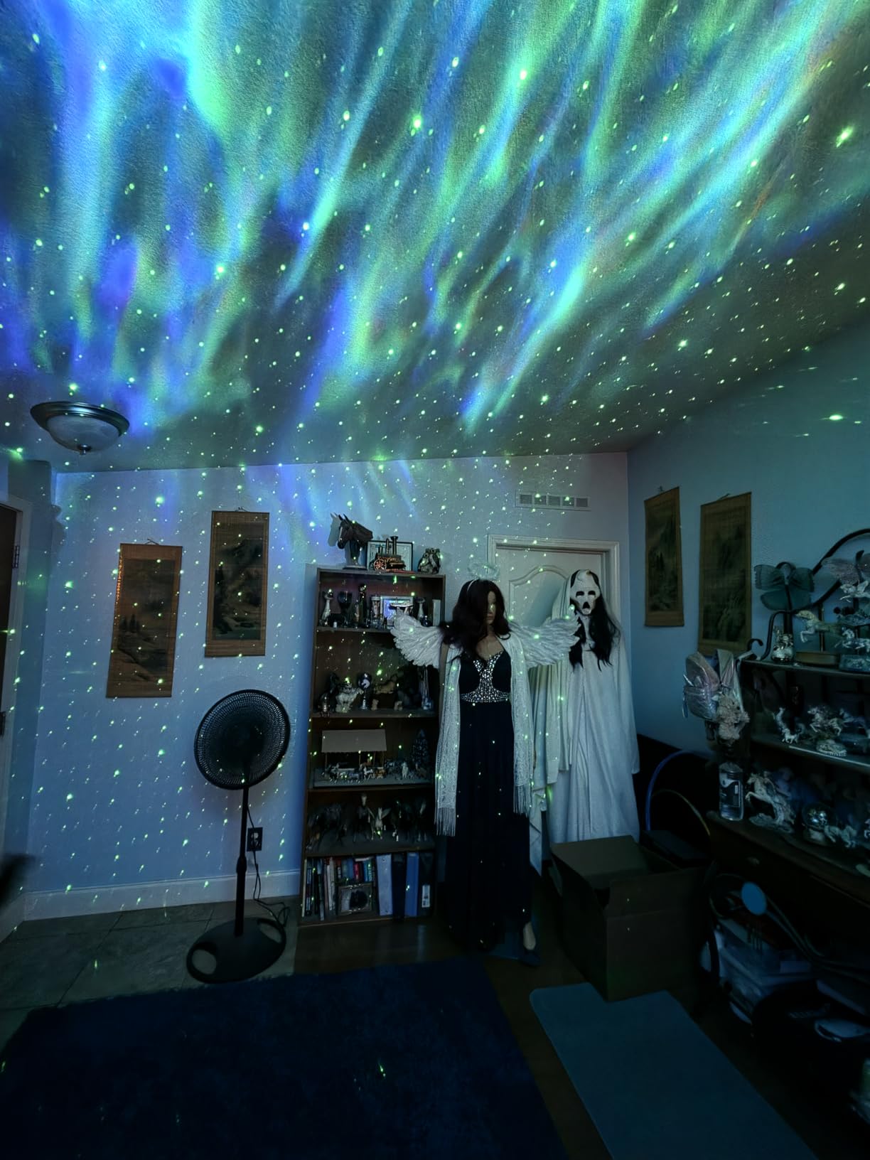 One Fire Galaxy Projector, 15 Colors, Gifts for Girls & Women & Boys, White Noise | Birthday, 7 Brightness, Green Star, 4 Speed, Bluetooth, Remote, Timer, Teen Bedroom Decor, Relax, Party, LED Lights, Lava Lamp customer photo 1