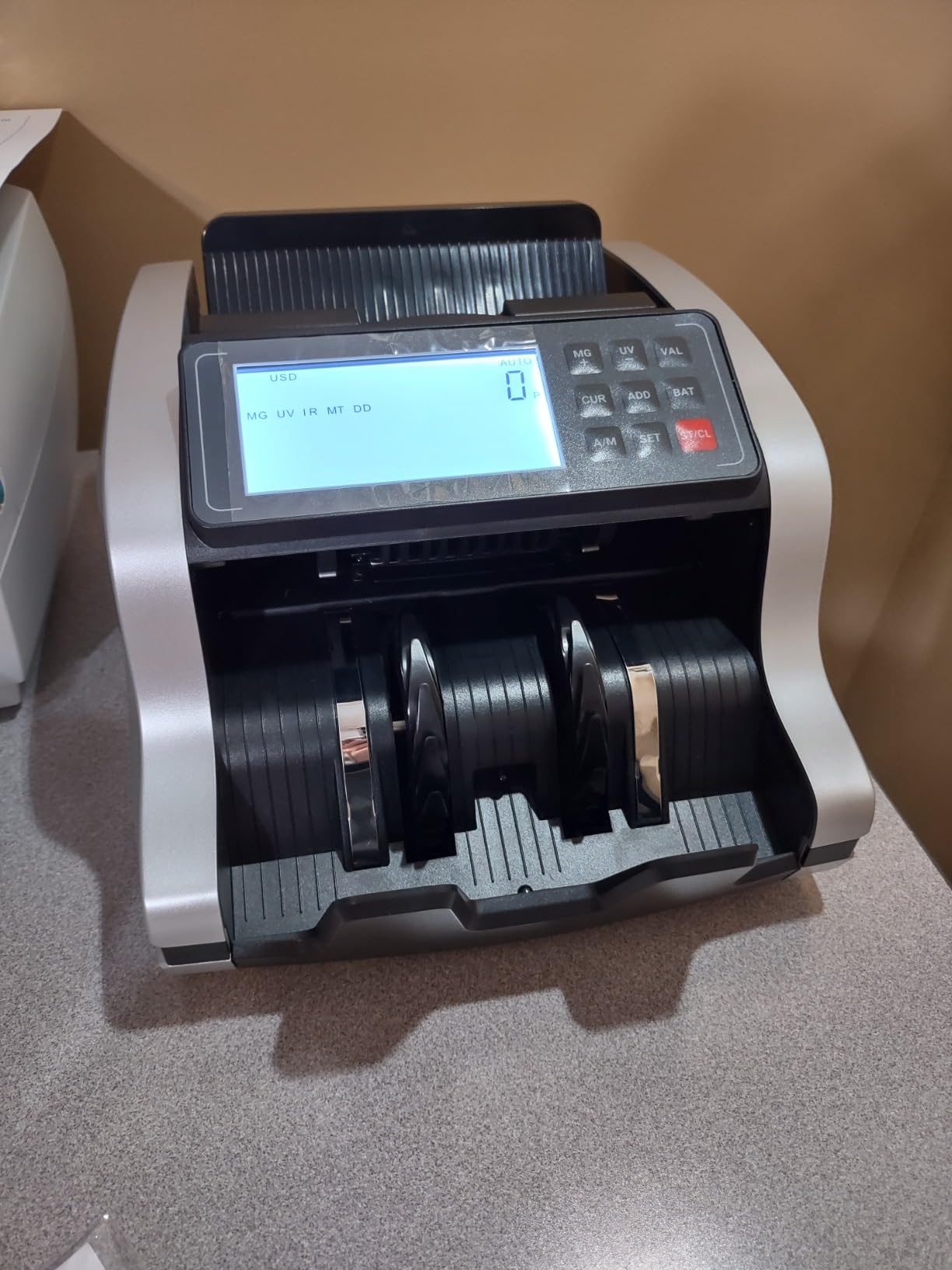 PONNOR Money Counter Machine with Value Count, UV/MG/IR/MT/DD Counterfeit Bill Detection, Dollar Euro Cash Counter with Count/Add/Batch/Auto Modes, External LCD Display customer photo 2
