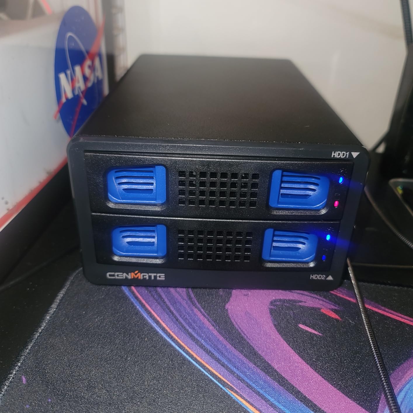 CENMATE Aluminum 2 Bay Hard Drive Enclosure with Cooling Fan for 2.5