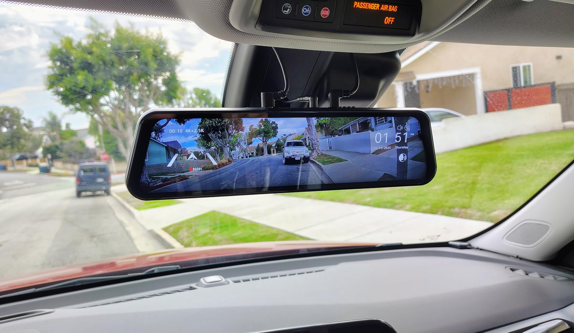 WOLFBOX G900 PRO Mirror Dash Cam with 8MP STARVIS IMX678, Front 4K Rear 2.5K | 128GB Card Included, 12 inches Rear View Mirror Camera with Voice Control, 5.8GHz WiFi, Loop Recording, G-Sensor & GPS customer photo 2