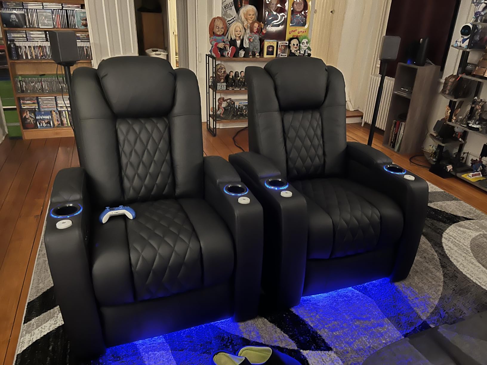 comfiroom Top-Grain Leather Home Theater Seating, Dual-Motor Power Recliner | Classic Series Brown Zero Gravity Motorized Theater Chair with USB-C Charging, Adjustable Headrest, Tray Table, Row of 1 customer photo 1