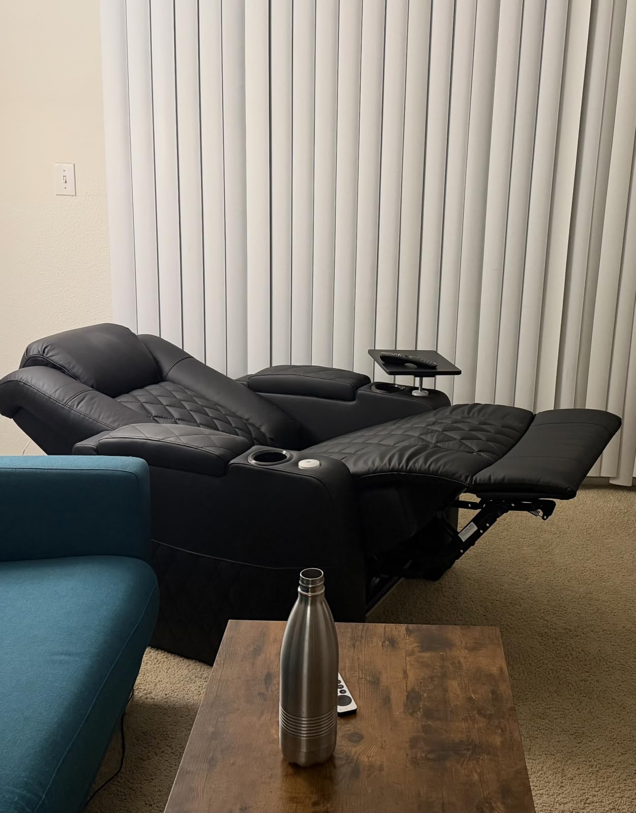 comfiroom Top-Grain Leather Home Theater Seating, Dual-Motor Power Recliner | Classic Series Brown Zero Gravity Motorized Theater Chair with USB-C Charging, Adjustable Headrest, Tray Table, Row of 1 customer photo 2