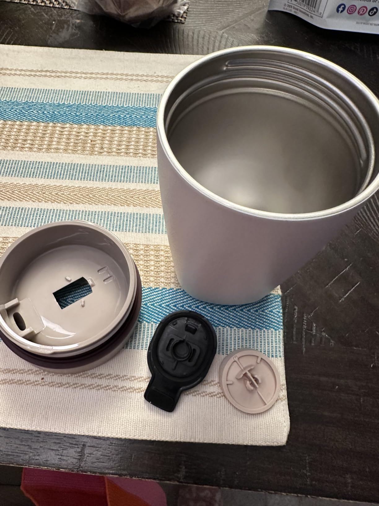 Owala SmoothSip Slider Insulated Stainless Steel Coffee Tumbler, Reusable Iced Coffee Cup, Hot Coffee Travel Mug, BPA Free 12 oz, Vanilla Bean customer photo 2