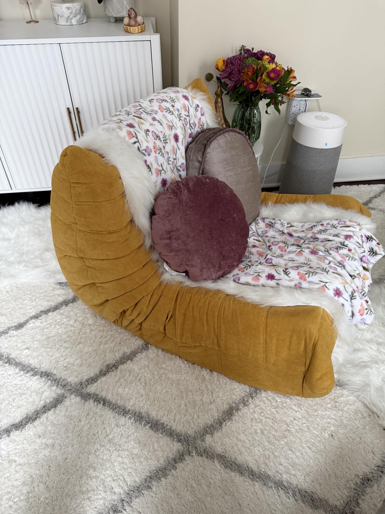 Bean Bag Chair for Adults, Memory Foam Bean Bag Sofa with Waterproof Fabric | Grey, armless lounge shape with no wall support, ideal for apartments, reading nooks, gaming rooms, and movie nights customer photo 2