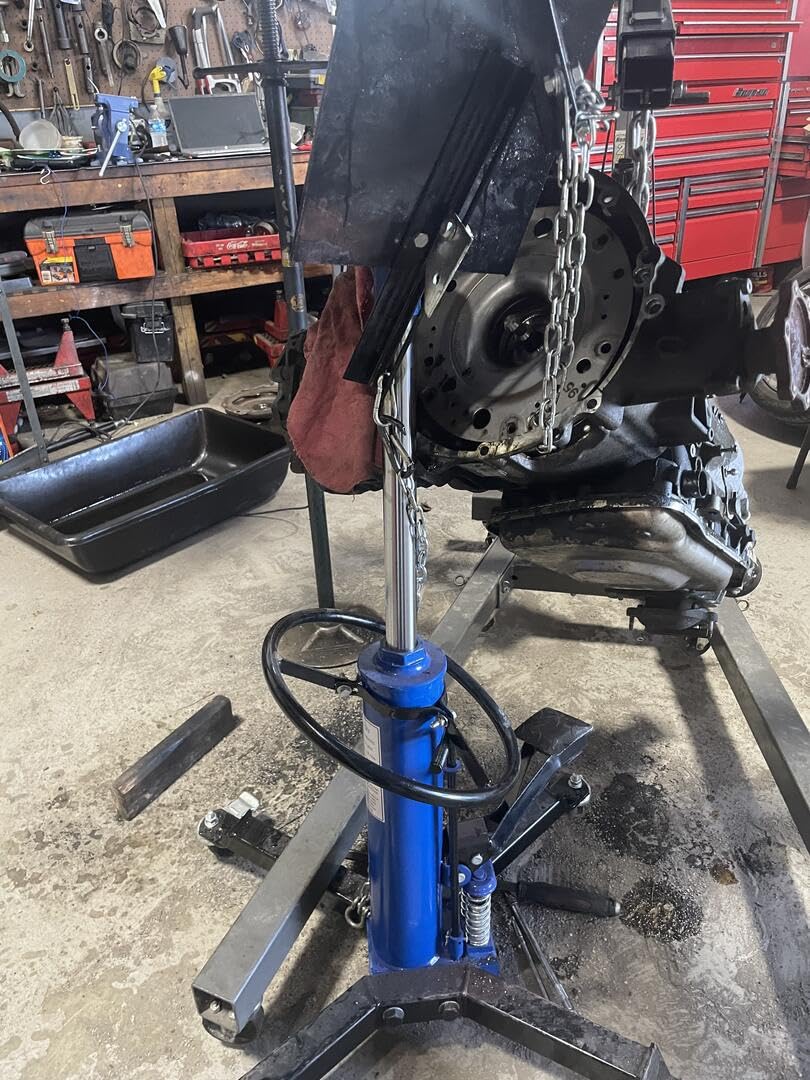LARBANKE Hydraulic Transmission Jack with 2 Stage Hydraulic Ram, 1322 lbs Capacity with Foot Pedal, 33.4