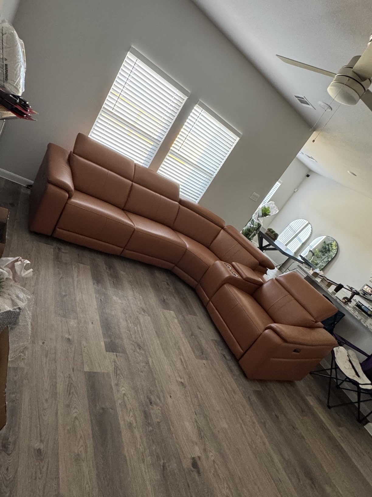 Power Reclining Sectional Sofa, with Cup Holders/Storage, 5 Seater L-Shaped Recliner Couch with USB Charging/Storage, Home Theater Seating, Leather Furniture for Living Room, House, Apartment customer photo 2