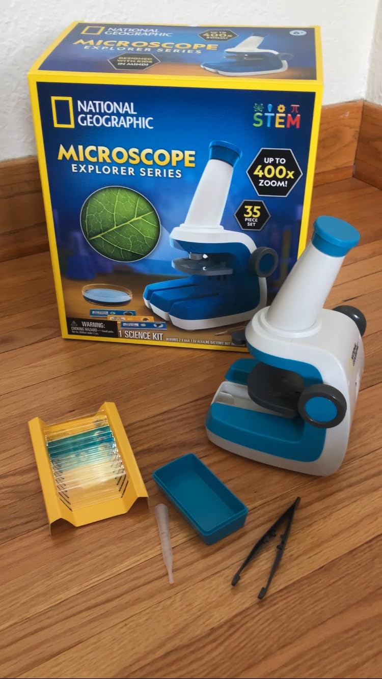 National Geographic Junior Microscope Science Kit with 250x Magnification | Handheld Mini Attachment, 12 Slides, Dual Viewing Options, Biology Experiments, Beginner STEM Toy, Birthday Gift customer photo 1