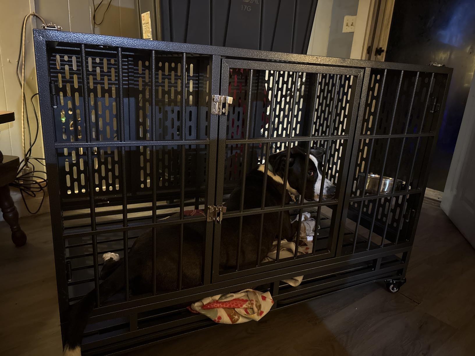 Snuowu 38 Inch Heavy Duty Dog Crate with Wheels, Folding Metal Big Dog Cage for Large and Medium Dogs, Extra Large XL XXL Indestructible Dog Crate with Removable Tray. customer photo 2
