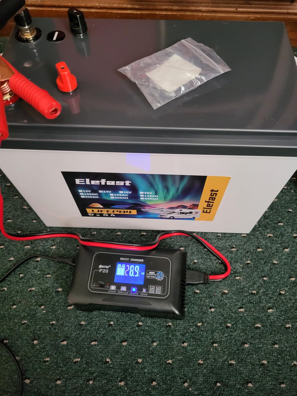 Elefast Lifepo4 Battery 100AH 24V Lithium Battery Built-in 100A BMS | Motors for 28-86lb Thrust, Power 2560w, 10000 Deep Cycle, for 24V Trolling Motors, Marine, RV, Boat, Solar System Home Storage customer photo 1