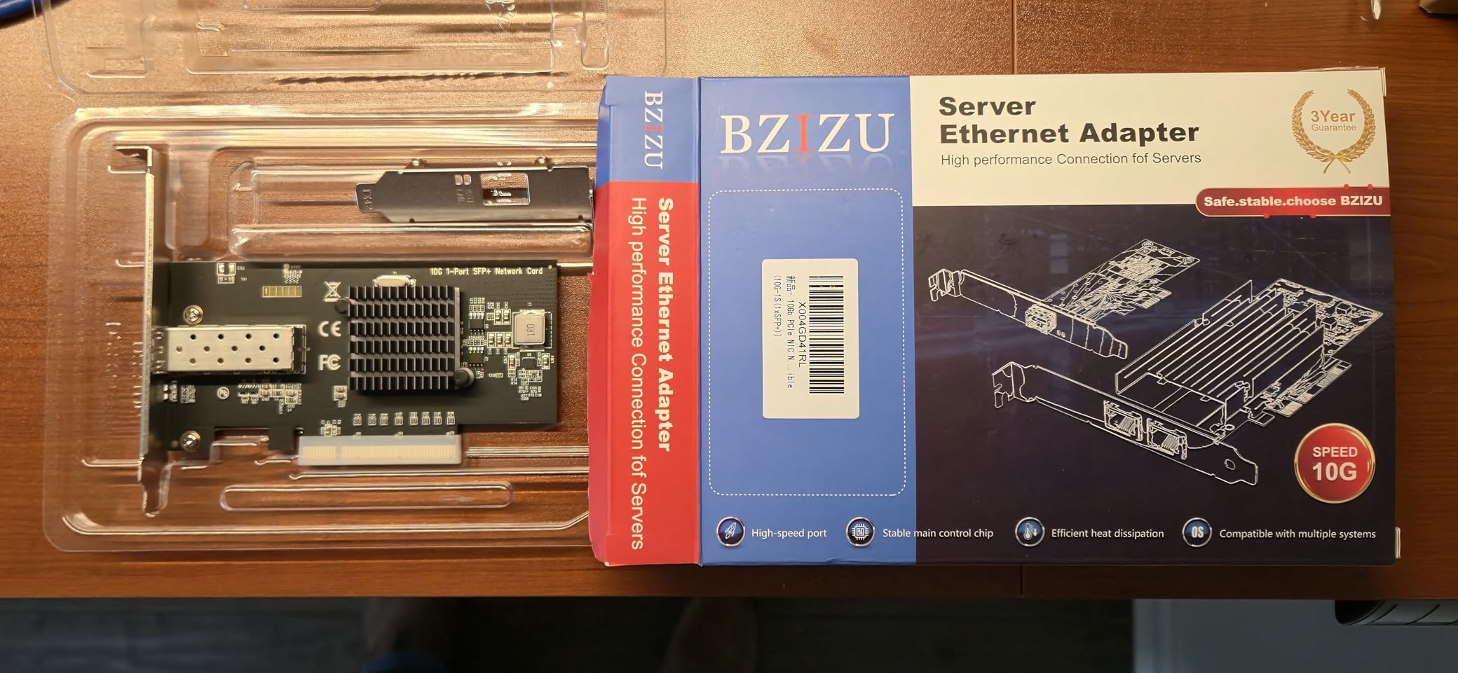 10Gb PCIe NIC, Intel 82599EN, SFP+ Port, X520-DA1 Compatible, PCIe X4/X8, Low Profile, Supports Windows Server/Linux/VMware ESXi/Proxmox/TrueNAS customer photo 1