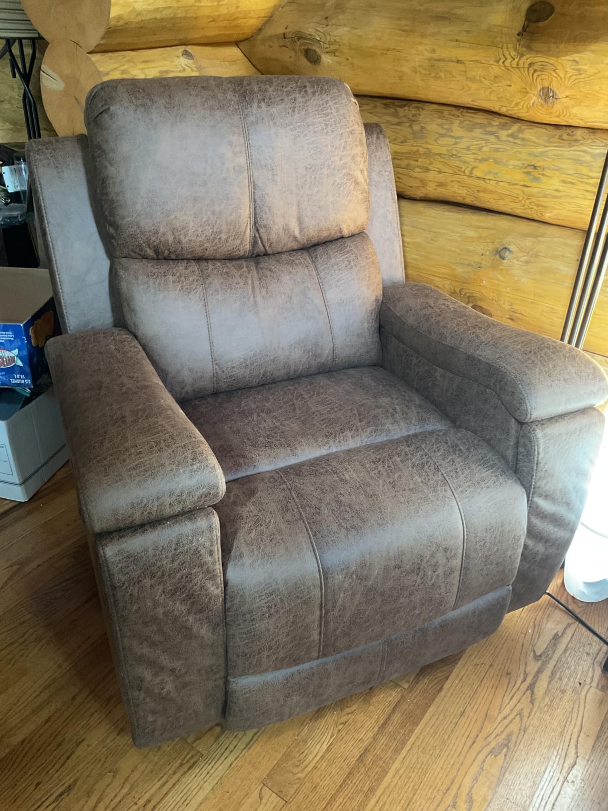 CANMOV Leather Recliner Chair, Classic and Traditional Manual Recliner Chair with Overstuffed Arms and Back, Manual Single Sofa with Concealed Cup Holders, Nut Brown customer photo 1