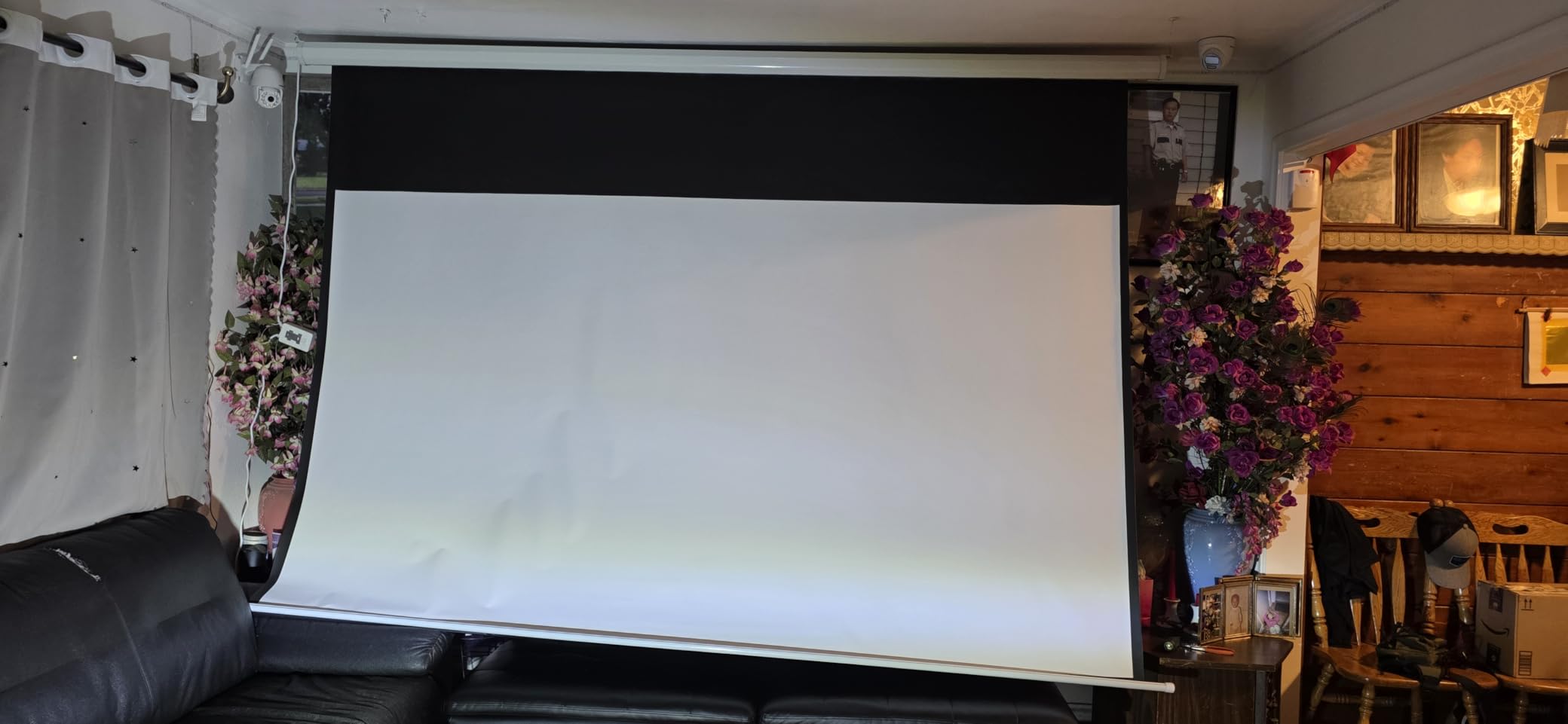 Kayle 120 Inch Motorized Projector Screen w/Wireless Remote, Black, 16:9 customer photo 1