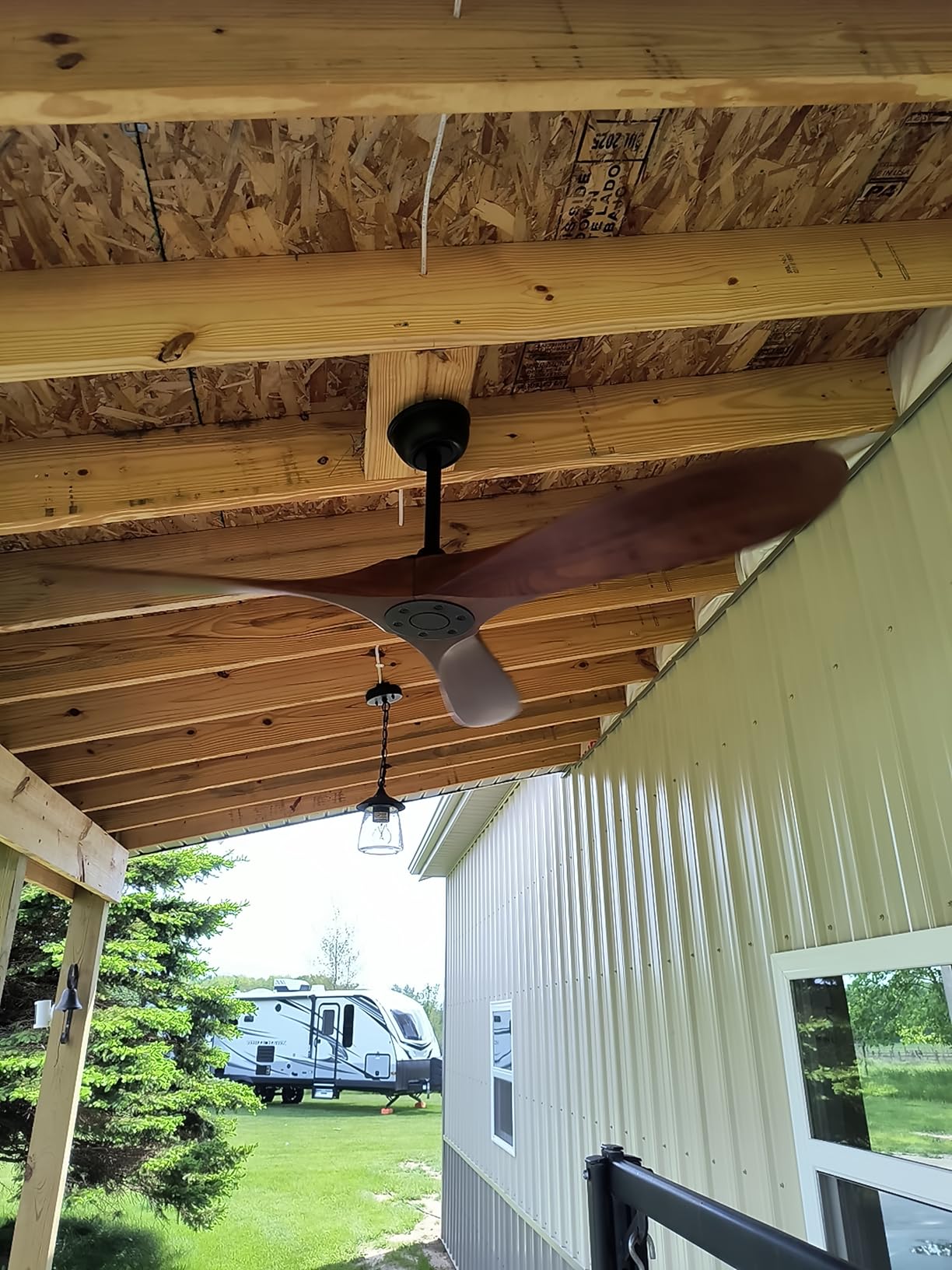Haipeel Wood Ceiling Fans without Lights, 84 Inch Extra Large Ceiling Fan no Light with Remote, High CFM Indoor Outdoor Ceiling Fan no Light 3 Blade Propeller for Patios Farmhouse Garage, Dark Walnut customer photo 1