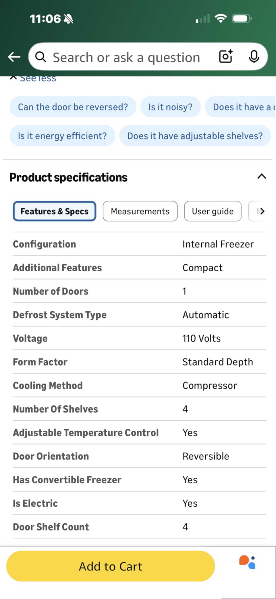 Frigidaire 7.0 Cu. Ft. Upright Convertible Fridge/Freezer, Reversible Door, Removable Glass Shelves, Adjustable Controls, Platinum Finish customer photo 1