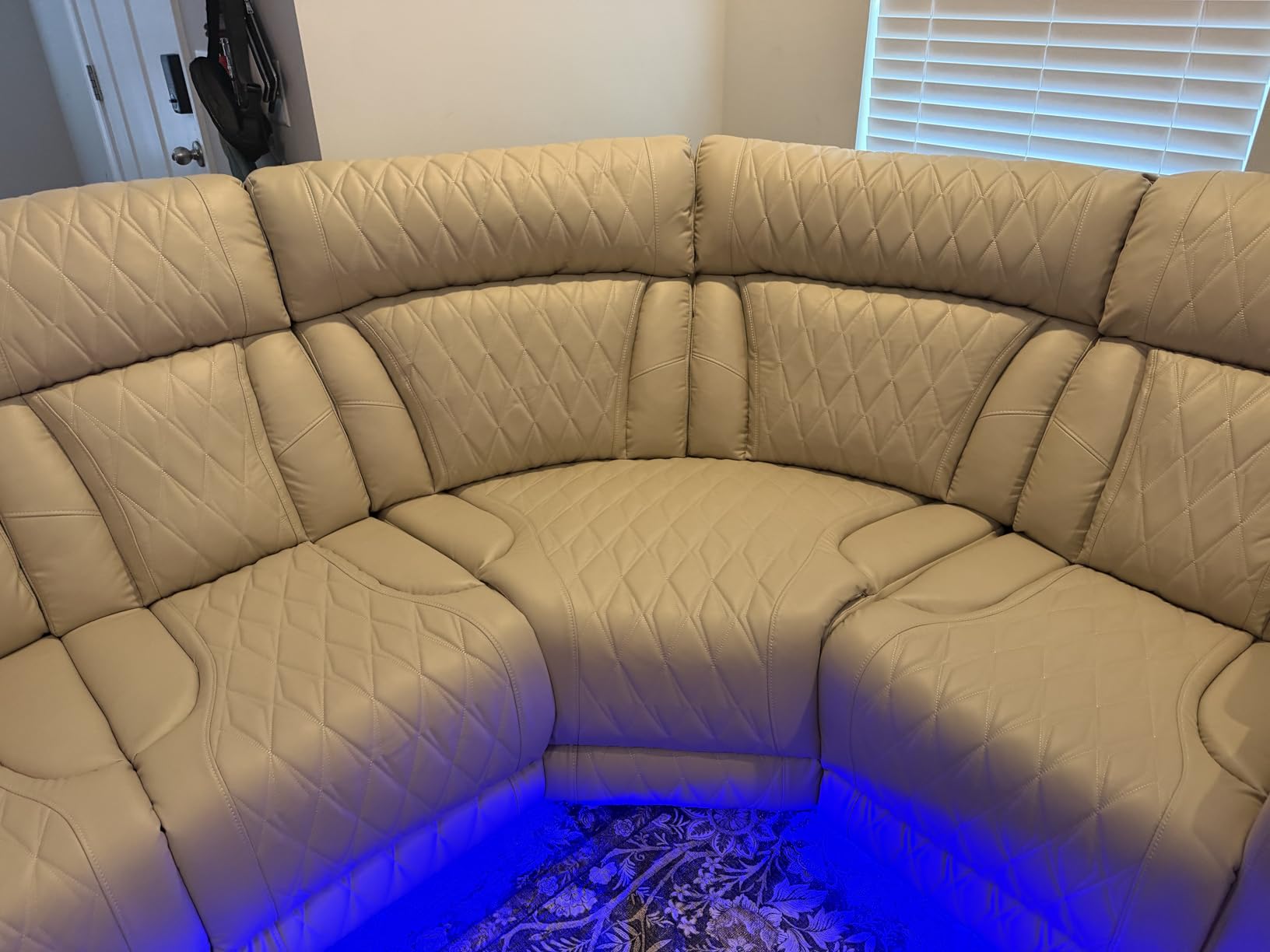 Breathing Leather Reclining Sofa Set, Power Recliner Sectional Couch with LED Light, Modern Living Room Furniture Set, Reclining Sectional Couch Set with USB Port/Storage for Home/Home Theater customer photo 1