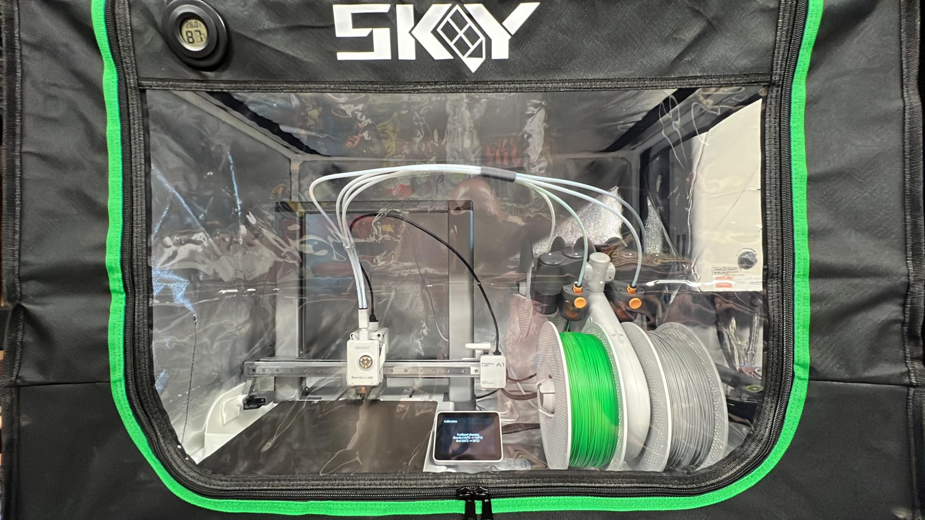Skouphy 3D Printer Enclosure with LED Light, Smoke Exhaust Kit, Thermo-Hygrometer, Fireproof Dustproof Tent Constant Temperature for Bambu Lab A1, Eufymake E1 UV Printer customer photo 1
