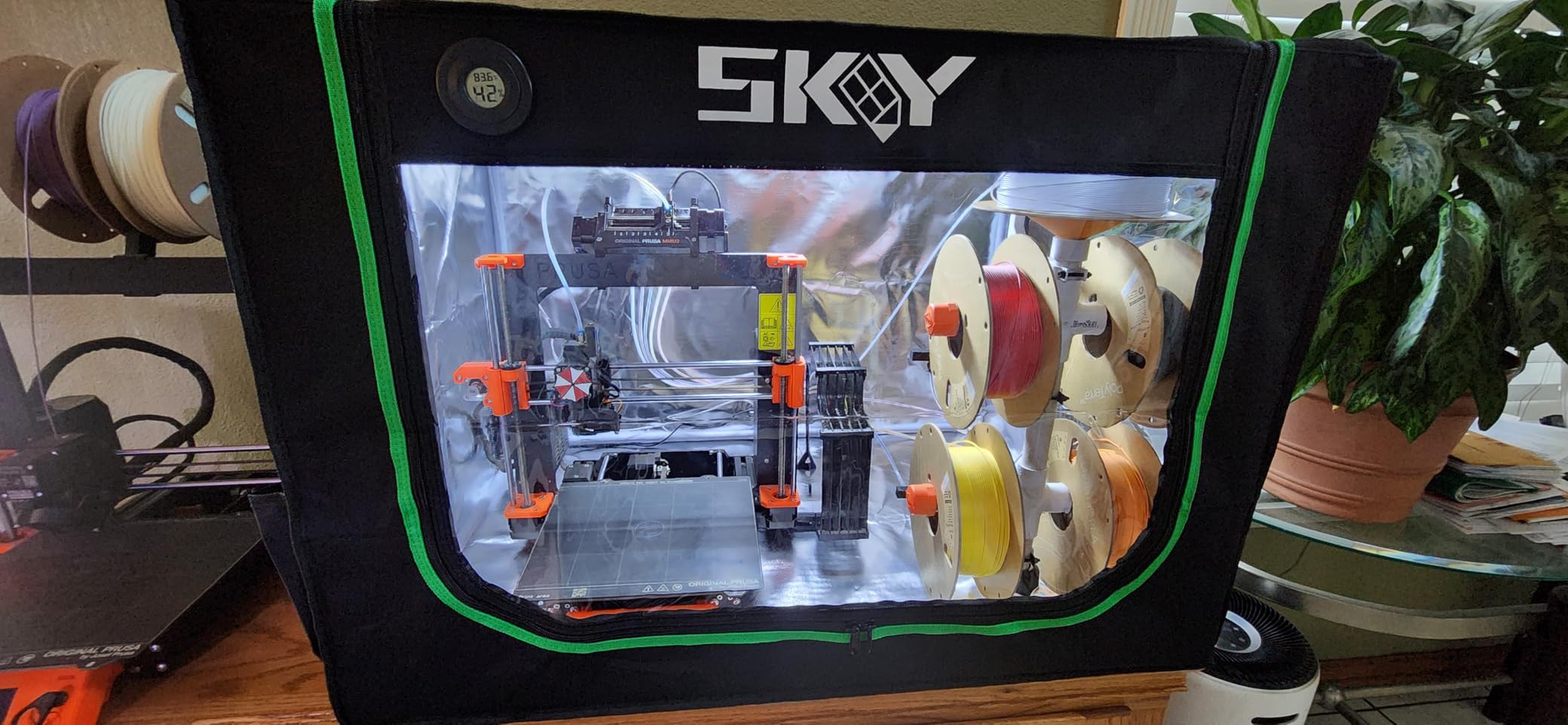 Skouphy 3D Printer Enclosure with LED Light, Smoke Exhaust Kit, Thermo-Hygrometer, Fireproof Dustproof Tent Constant Temperature for Bambu Lab A1, Eufymake E1 UV Printer customer photo 2