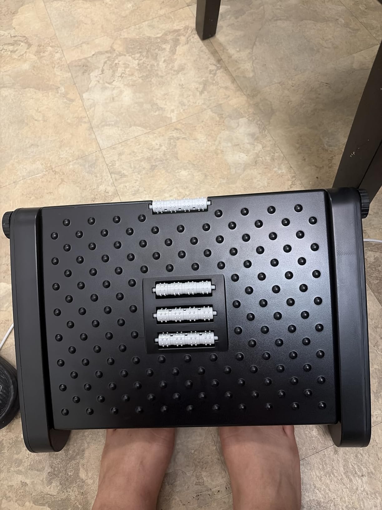 Foot Rest for Under Desk at Work, Six Heights Adjustable Foot Stool - Under Desk Footrest, Ergonomic Foot Stools for Under Office Desk, Desk Foot Rest with Massage Rollers, Chair Leg Rest Black customer photo 1
