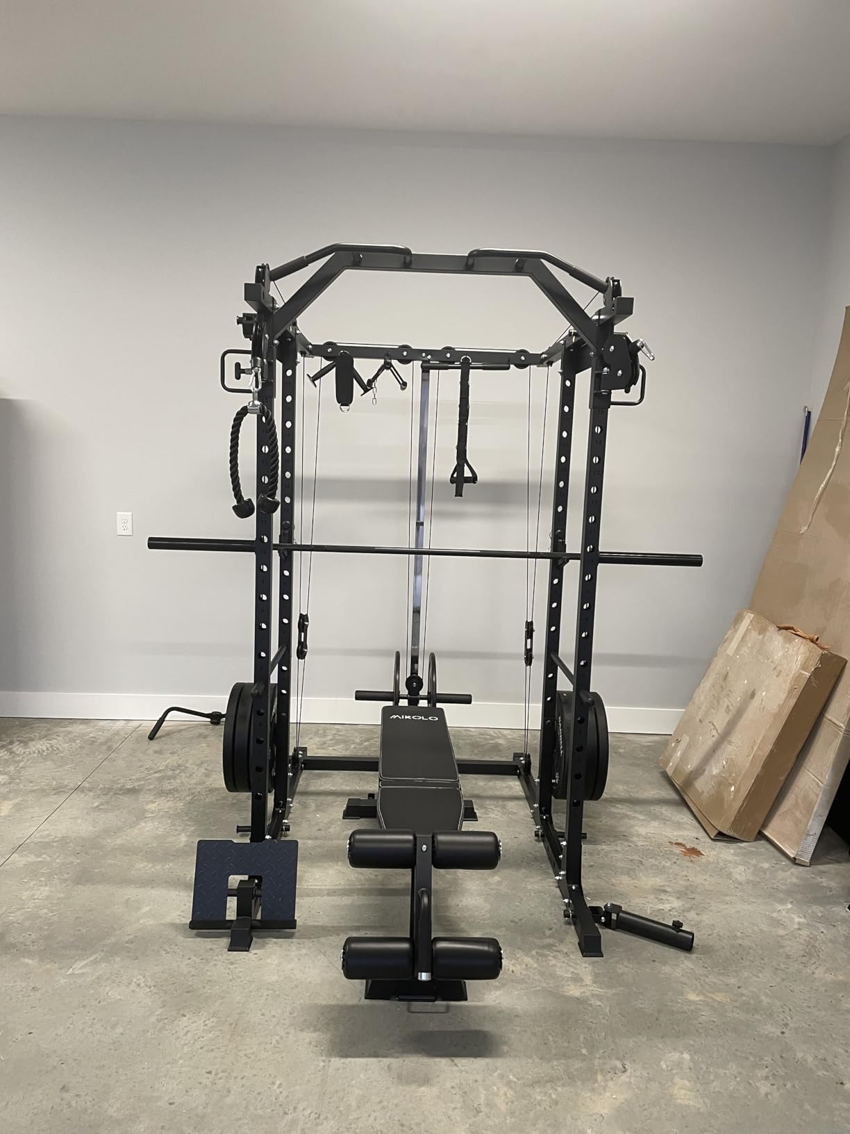 Mikolo Power Cage, Power Rack with Cable Crossover System, 1500LBS Squat Rack with LAT Pull Down System, Workout Cage with Pulley System for Fitness Home Gym customer photo 2