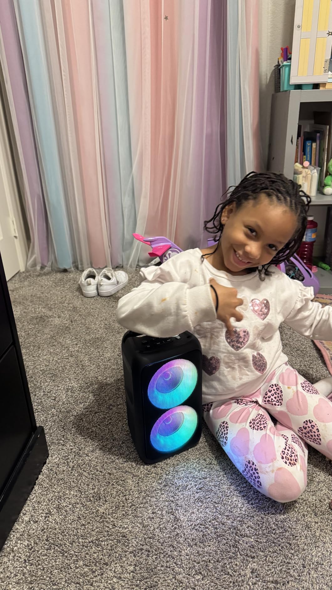 Karaoke Machine for Adults Kids, Portable Bluetooth Speaker with 2 Wireless Microphones, TWS Mode & LED Light, 10H Battery PA System, Home Party Outdoor Camping Birthday (2 Mics) customer photo 1