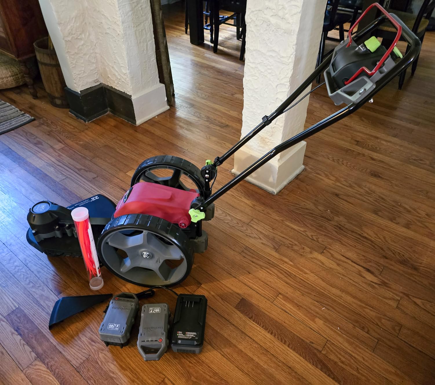 Earthquake 60V Walk Behind String Mower, Includes Two 4Ah Batteries, 22